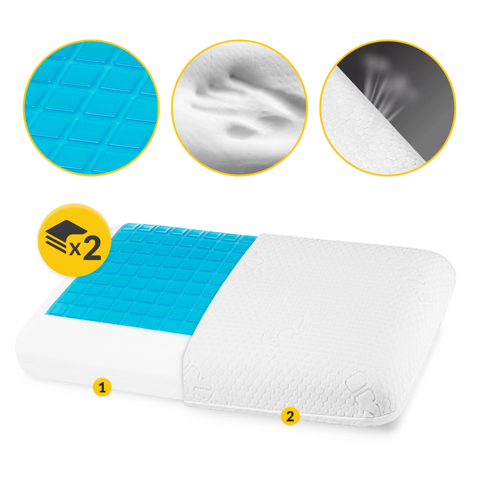 4Fizjo 936 MED+ Classic Orthopedic Pillow with Cooling Gel, White
