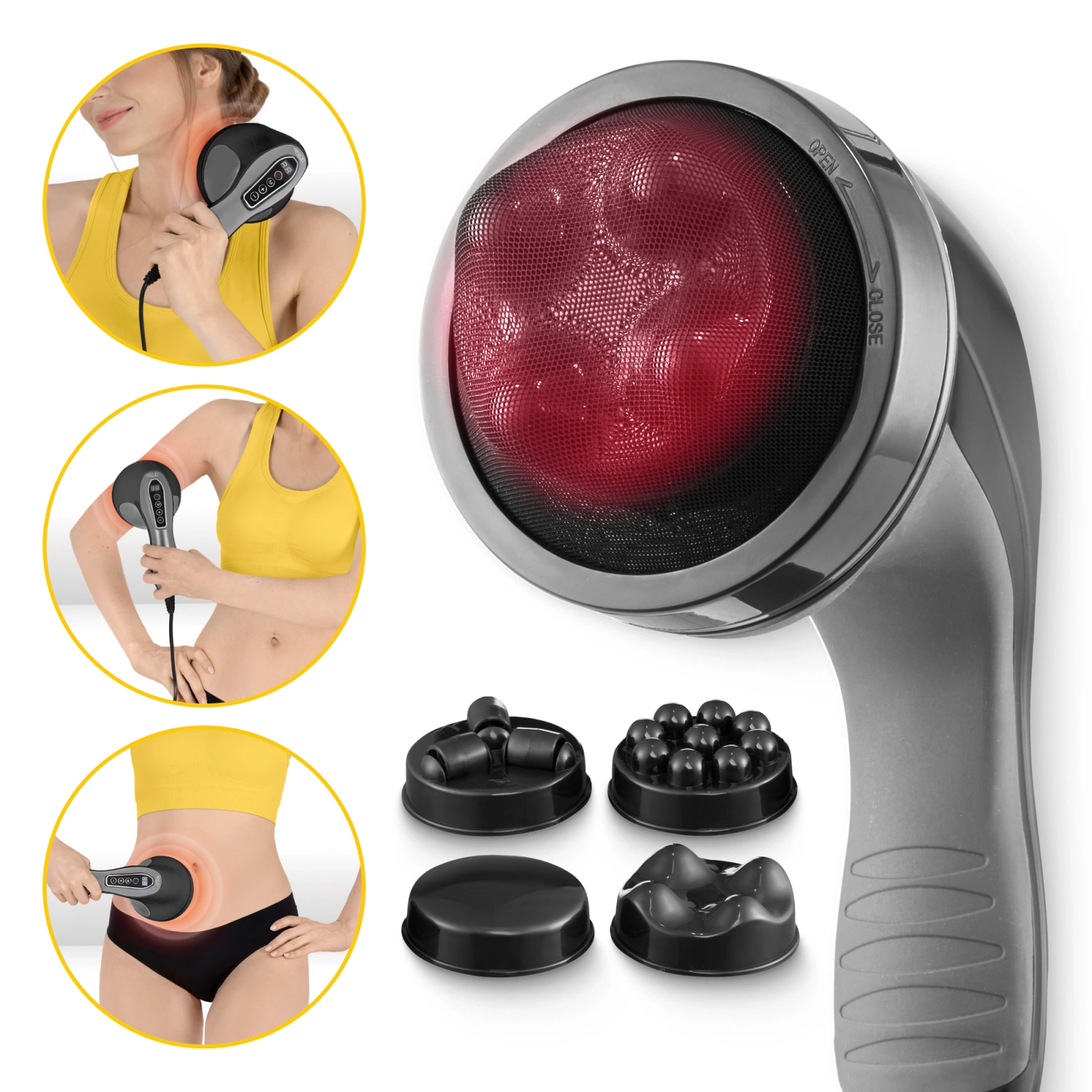 4Fizjo 1146 Body Shaping Handheld Anti-Cellulite Massager, Black/Grey