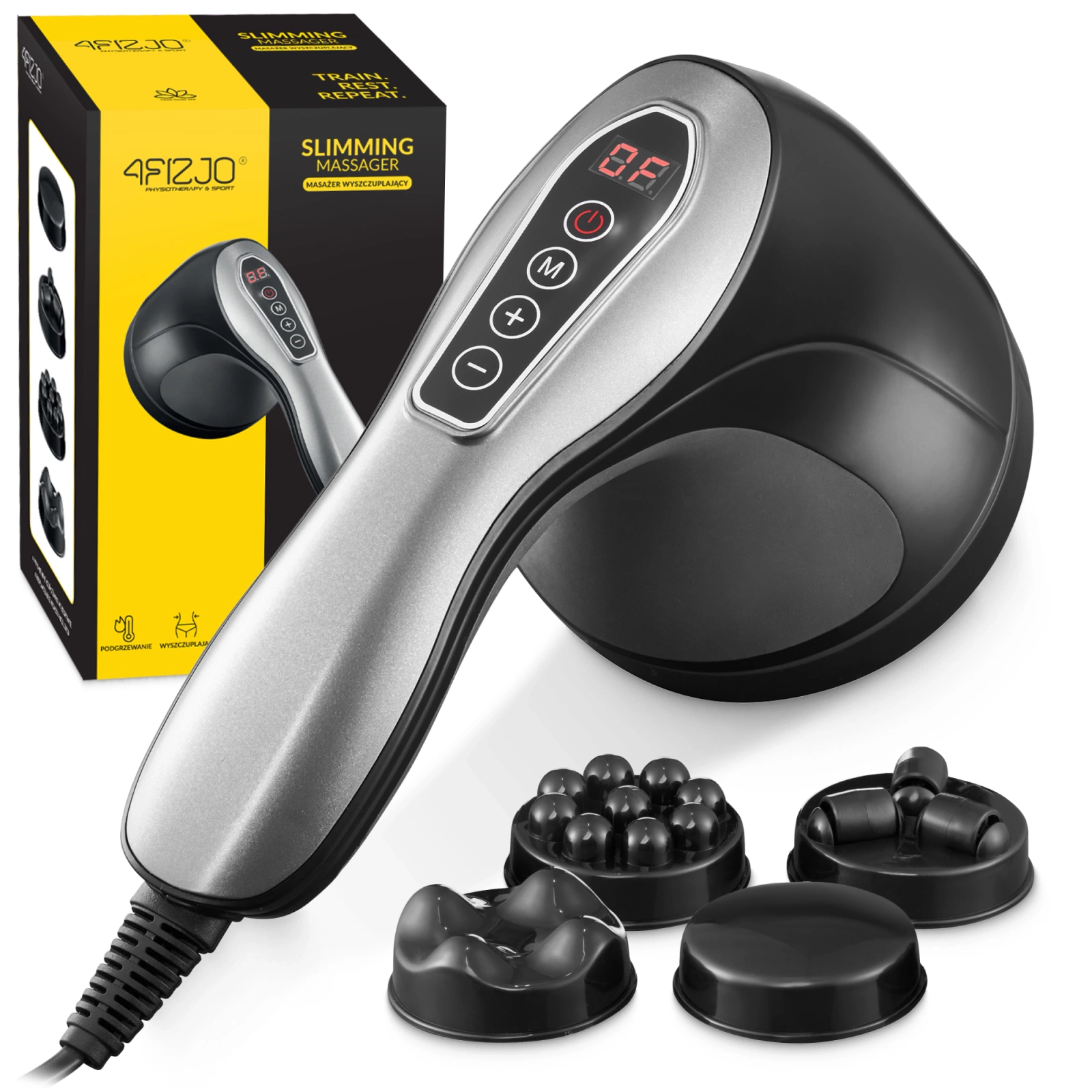 4Fizjo 1146 Body Shaping Handheld Anti-Cellulite Massager, Black/Grey