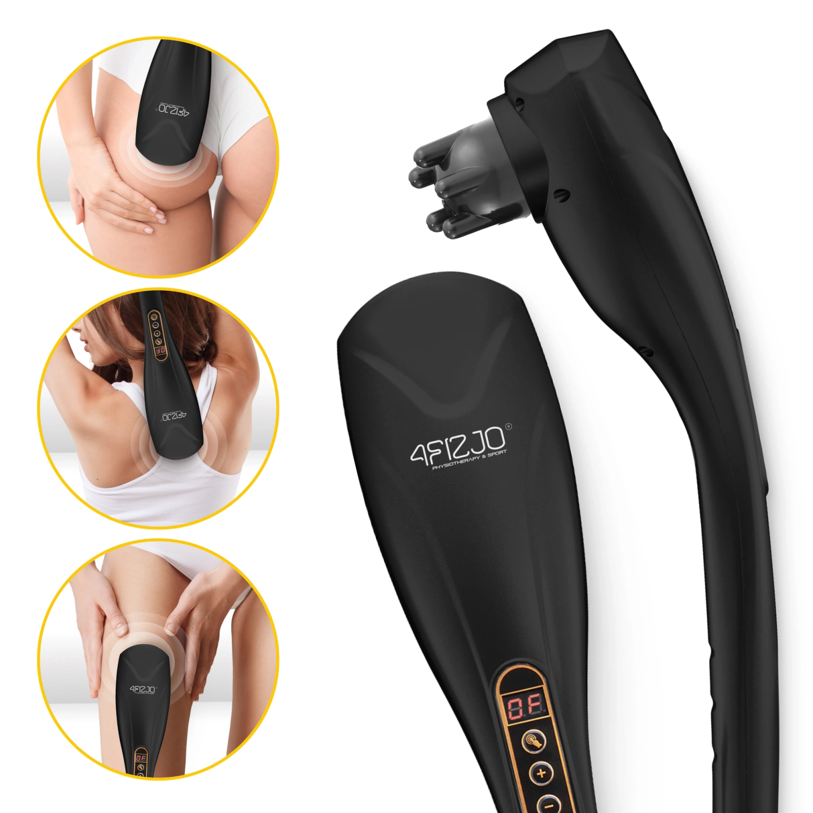 4Fizjo 1114 Handheld Vibration Body Massager, Black