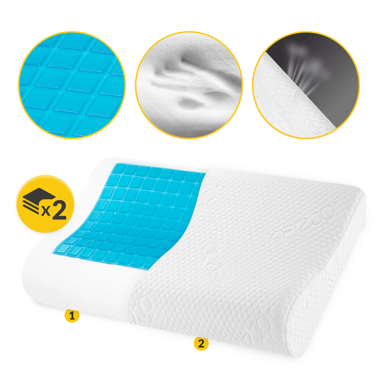 4FIZJO ERGO+ Small Contoured Orthopedic Pillow with Cooling Gel