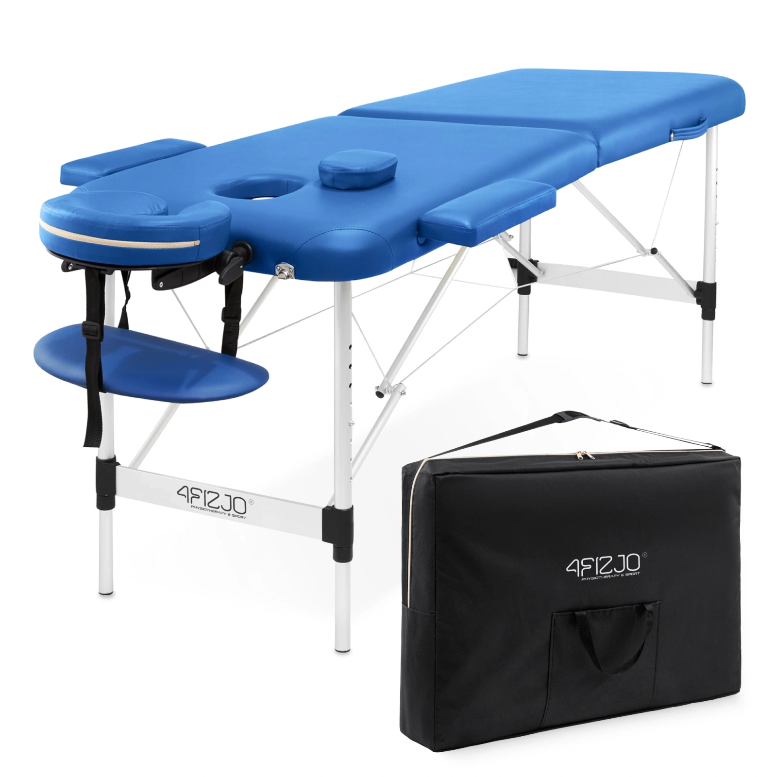 4FIZJO Portable Aluminum Massage Table 60 cm, Blue