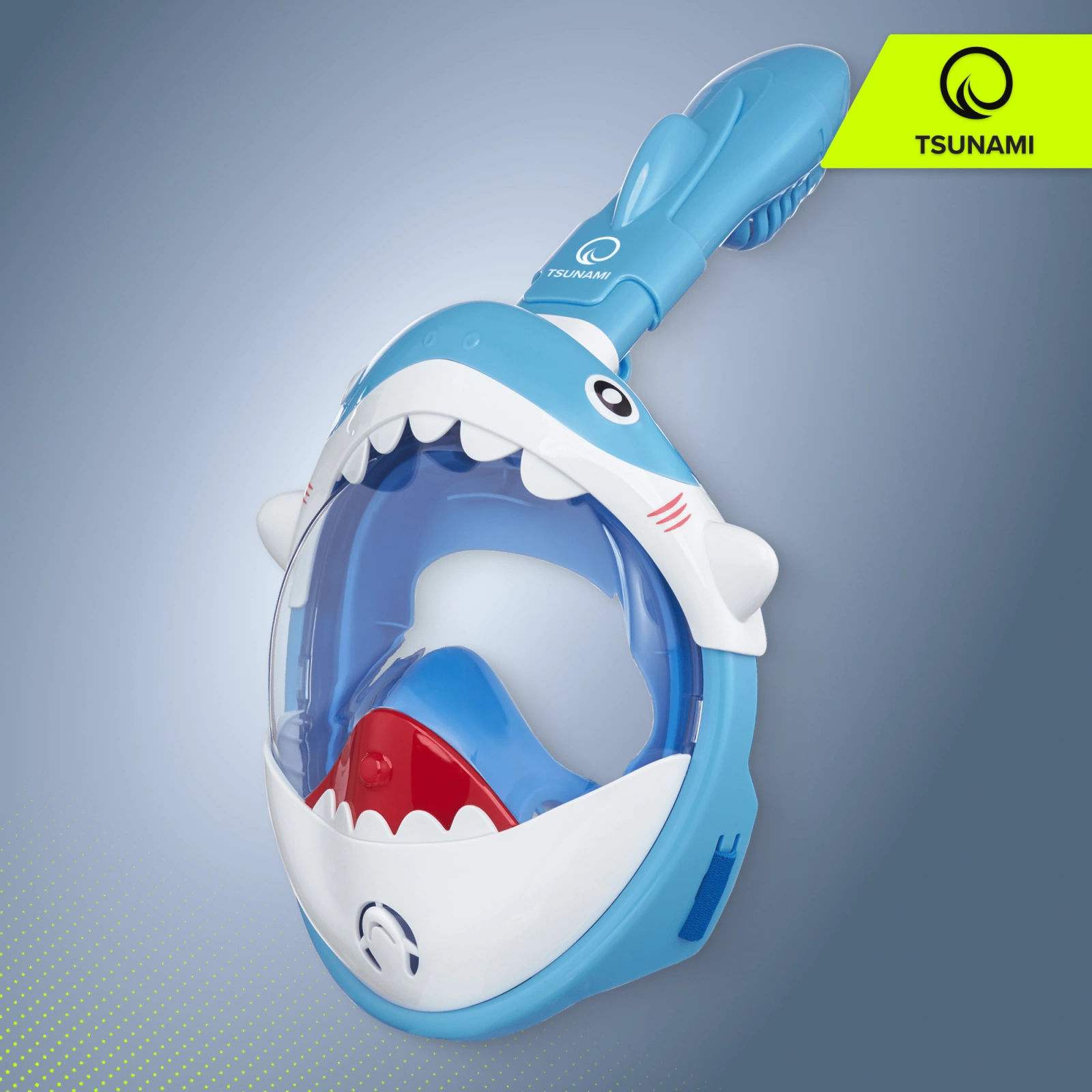 4Fizjo TSUNAMI Kids Full-Face Snorkeling Mask Shark, Blue