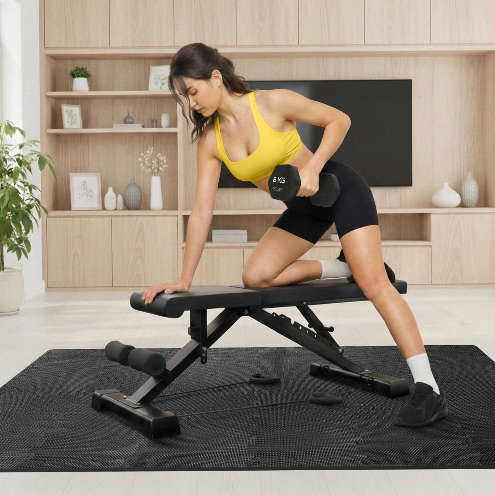 4Fizjo Puzzle Protective Mat for Fitness Equipment, 24 pcs, 30 x 30 cm, Black