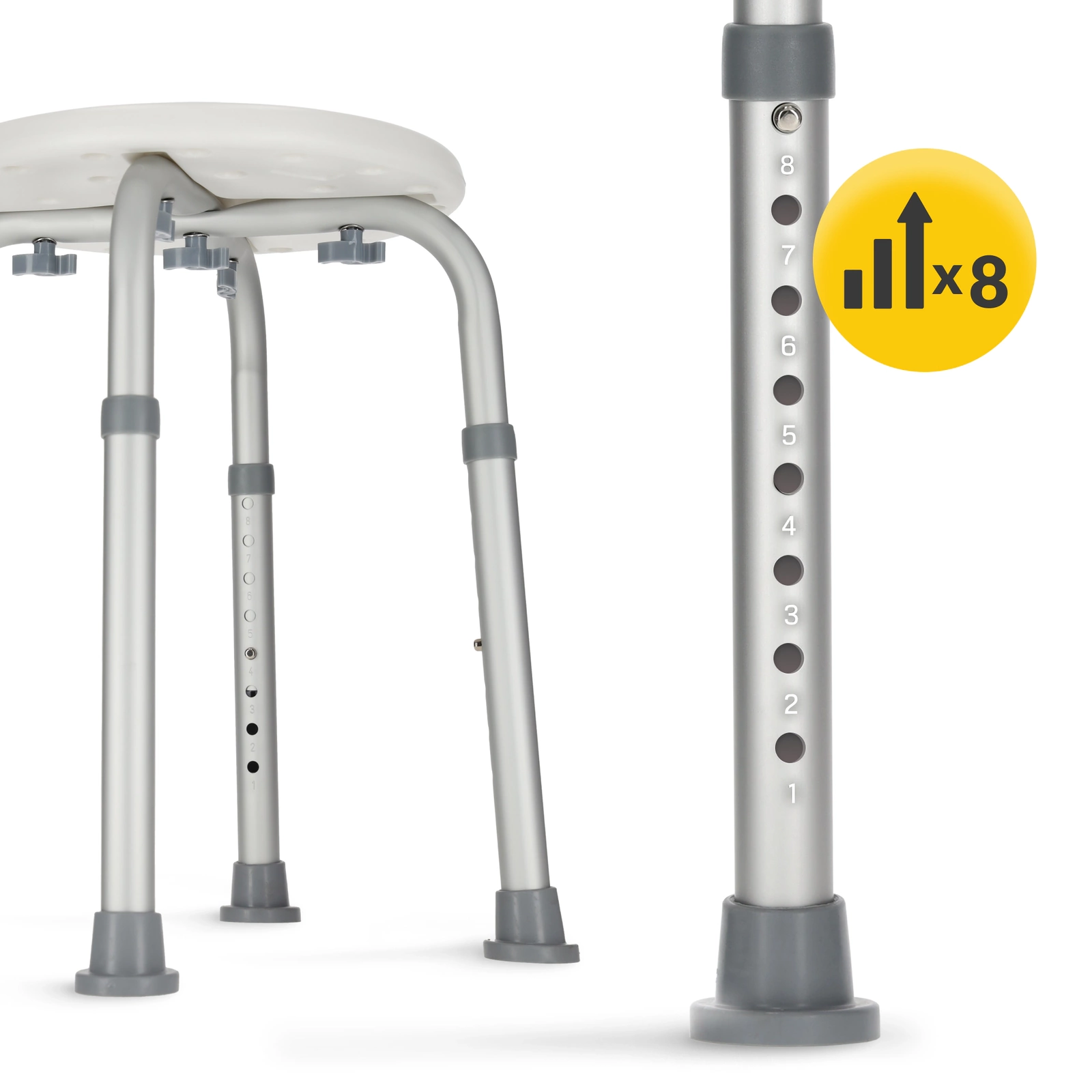 4Fizjo 1516 Round Shower and Bath Stool, White/Grey