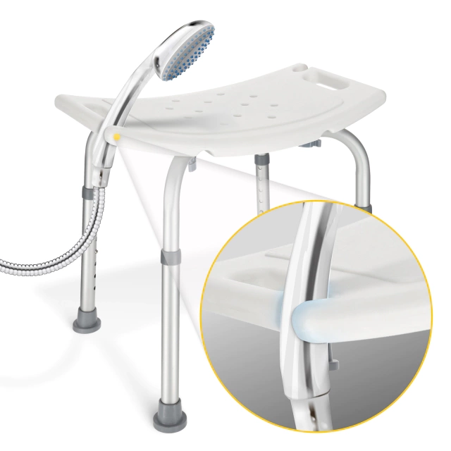 4Fizjo 1488 Rectangular Shower Stool, White/Grey