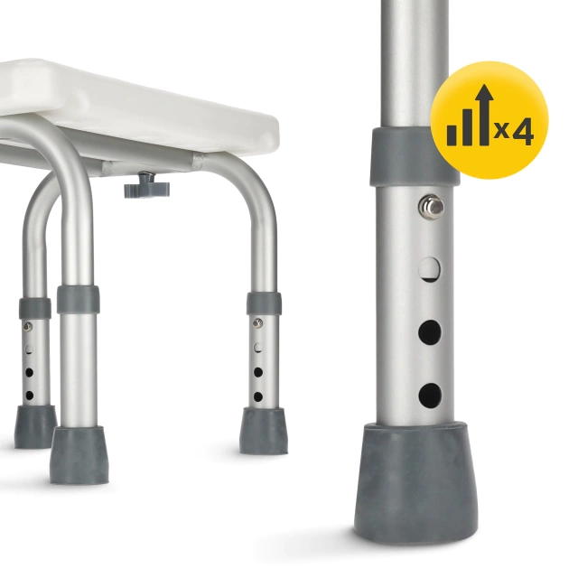 4Fizjo Bath and Shower Stool / Step, White/Grey