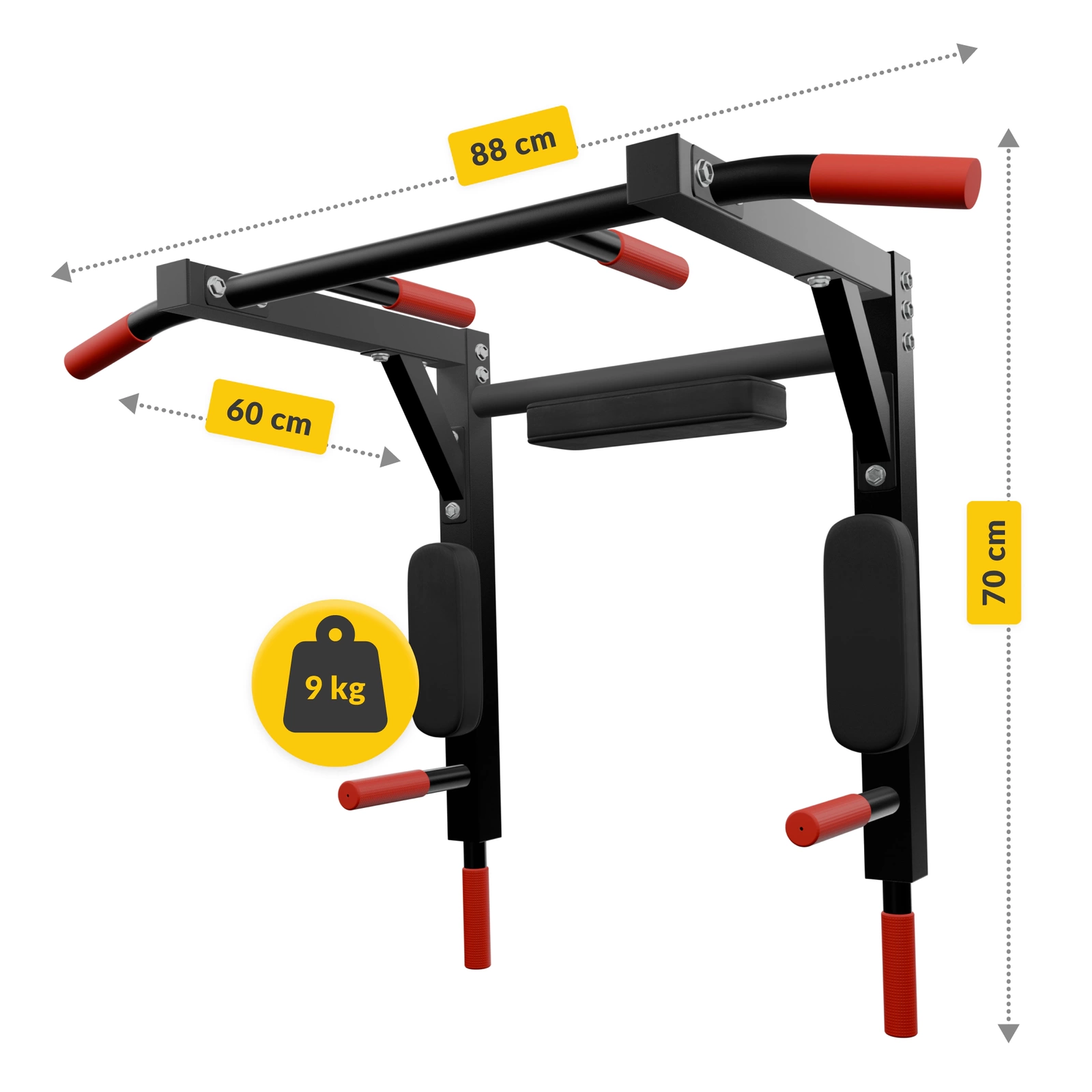 4Fizjo 1558 2-in-1 Wall Mounted Pull-up Bar and Dip Station