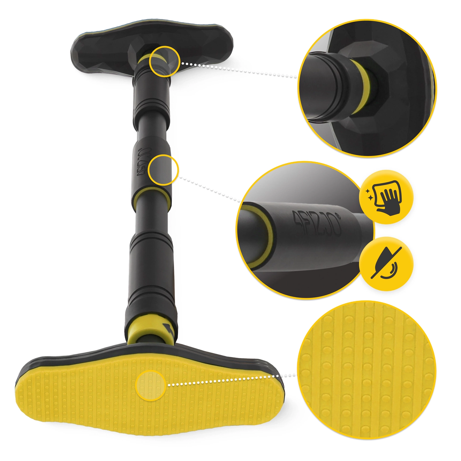 4Fizjo ULTRA regulējams pievilkšanās stienis durvīm 66-100 cm, melns/dzeltens