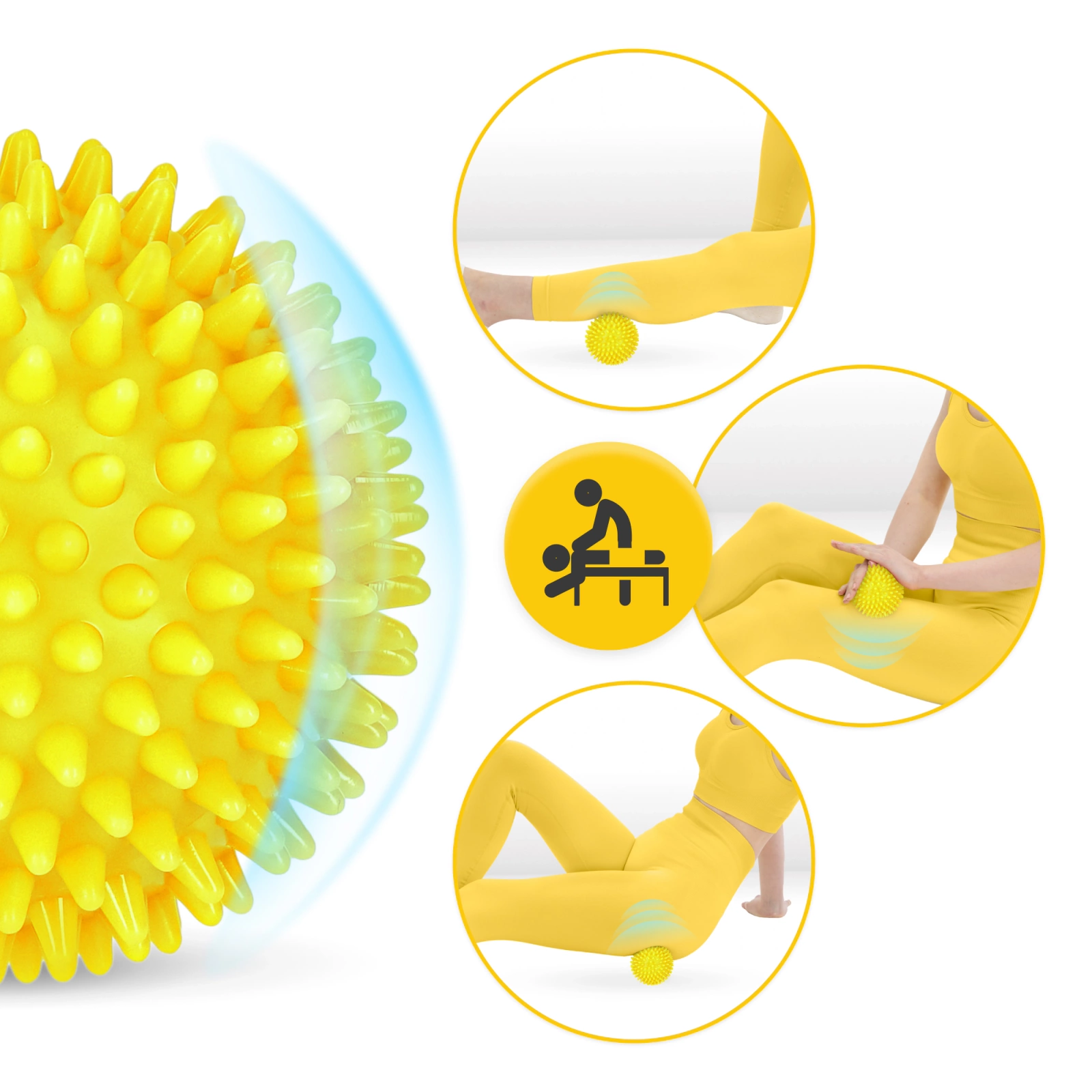 4Fizjo SPIKE+ Spiky Massage Ball, 10 cm, Yellow