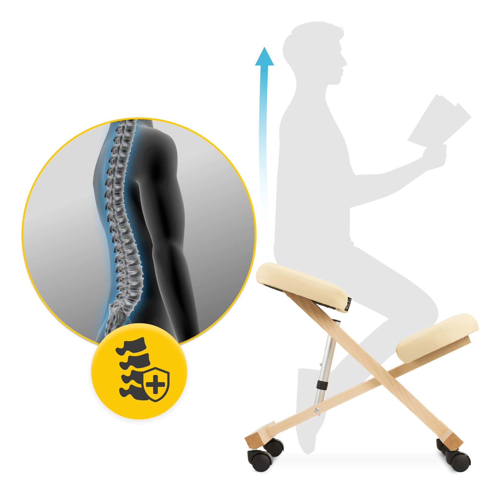4Fizjo PURE ergonomisks ceļgalu krēsls, bēšs