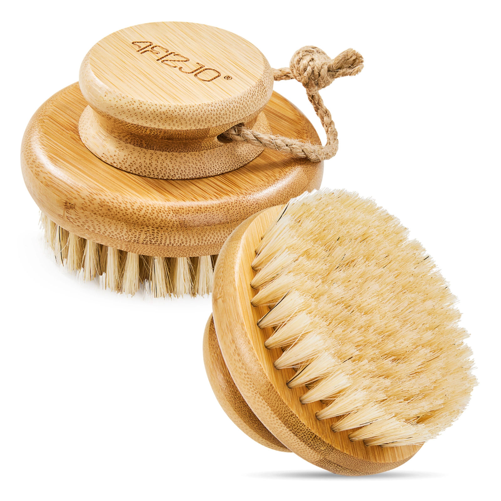 4Fizjo 601 Dry Body Massage Brush for Sensitive Skin, Bamboo / Natural Bristles