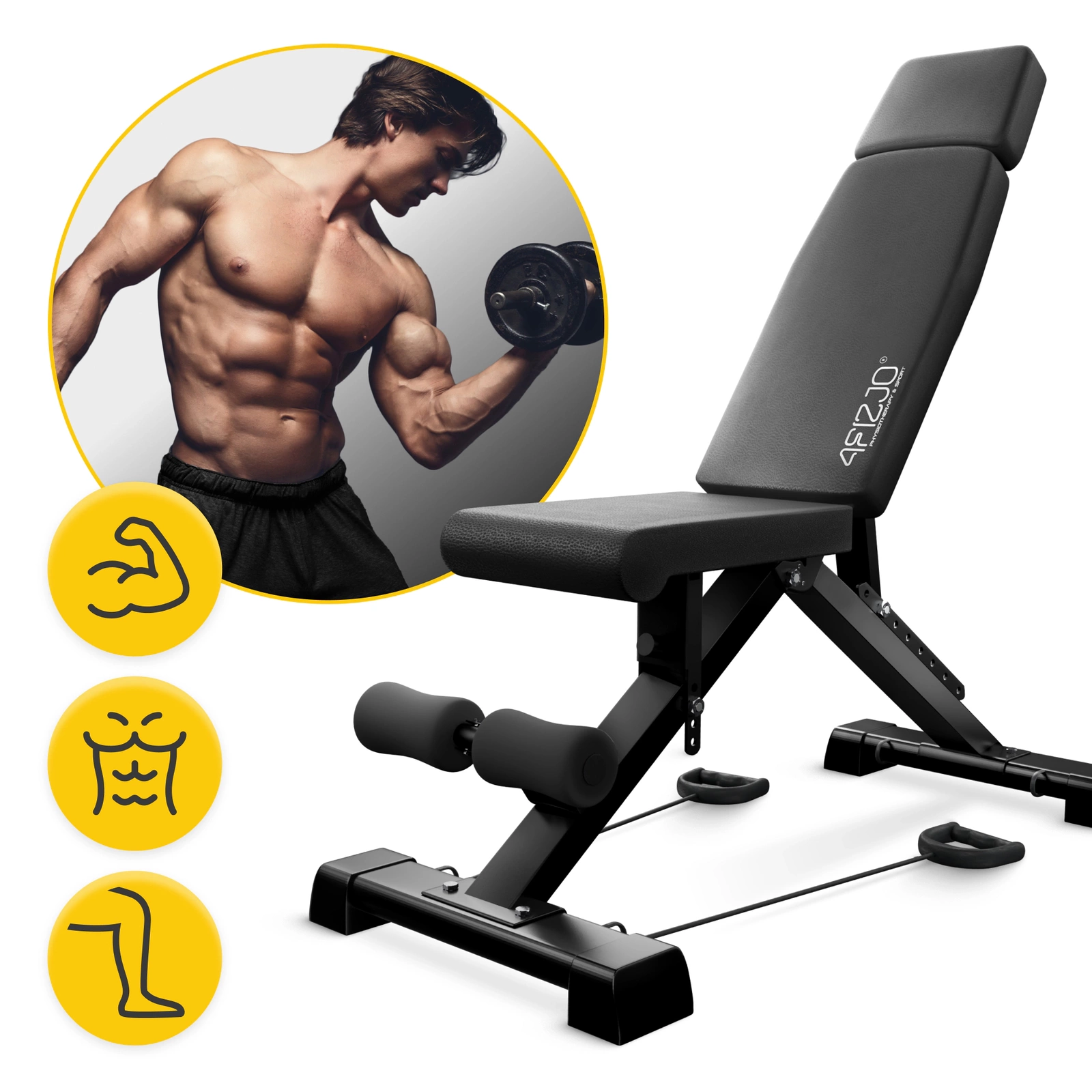 4Fizjo EVO Adjustable Folding Training Bench, Black/Red