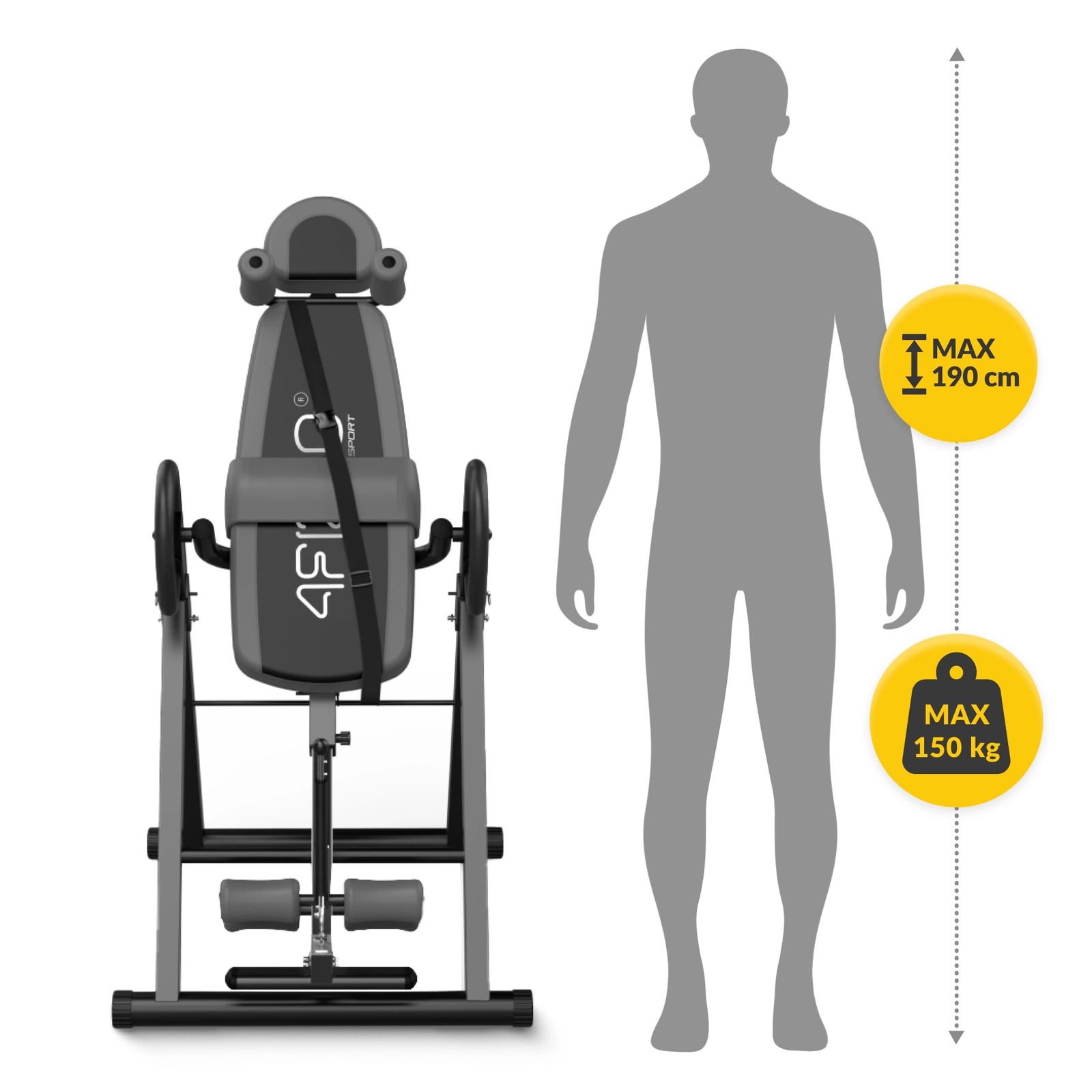 4Fizjo 1335 Inversion Table for Back Stretching, Grey/Black