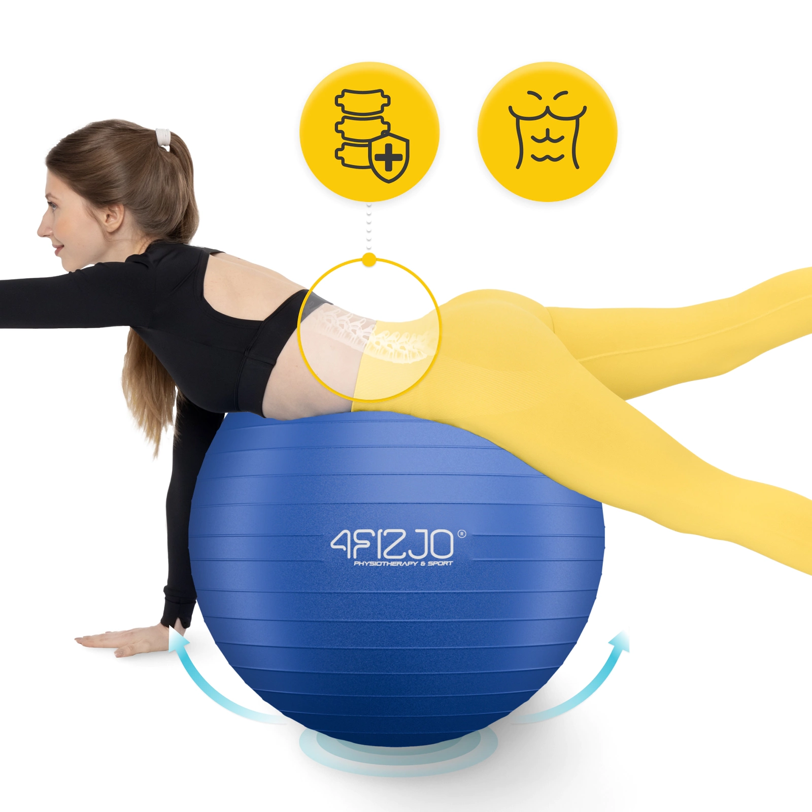 4Fizjo Reh Ball 85 cm Exercise Ball, Blue