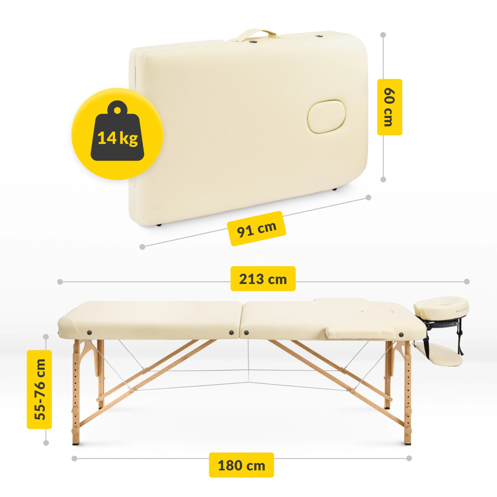 4Fizjo 1010 Folding Wooden Massage Table, 60 cm, Beige