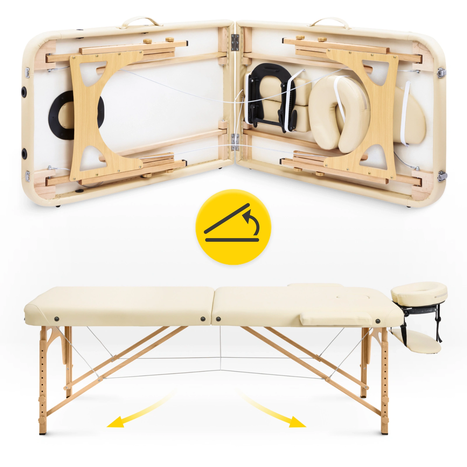 4Fizjo 1010 Folding Wooden Massage Table, 60 cm, Beige