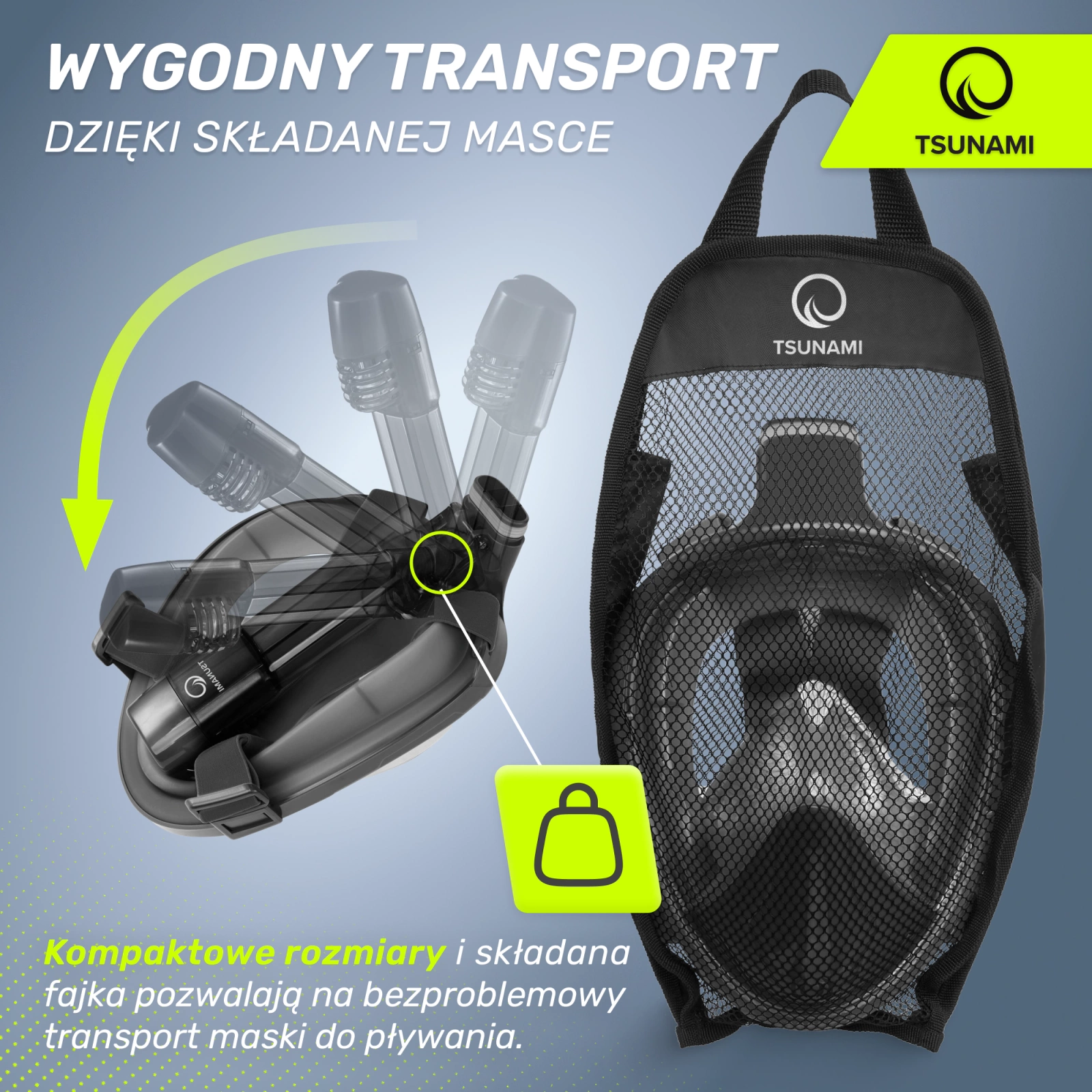 4Fizjo Full Face Snorkeling Mask TSUNAMI L/XL, Black