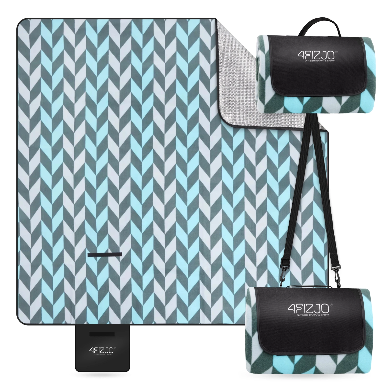 Ūdensnecaurlaidīga piknika sega ar izolāciju 200 x 200 cm, skujiņas raksts