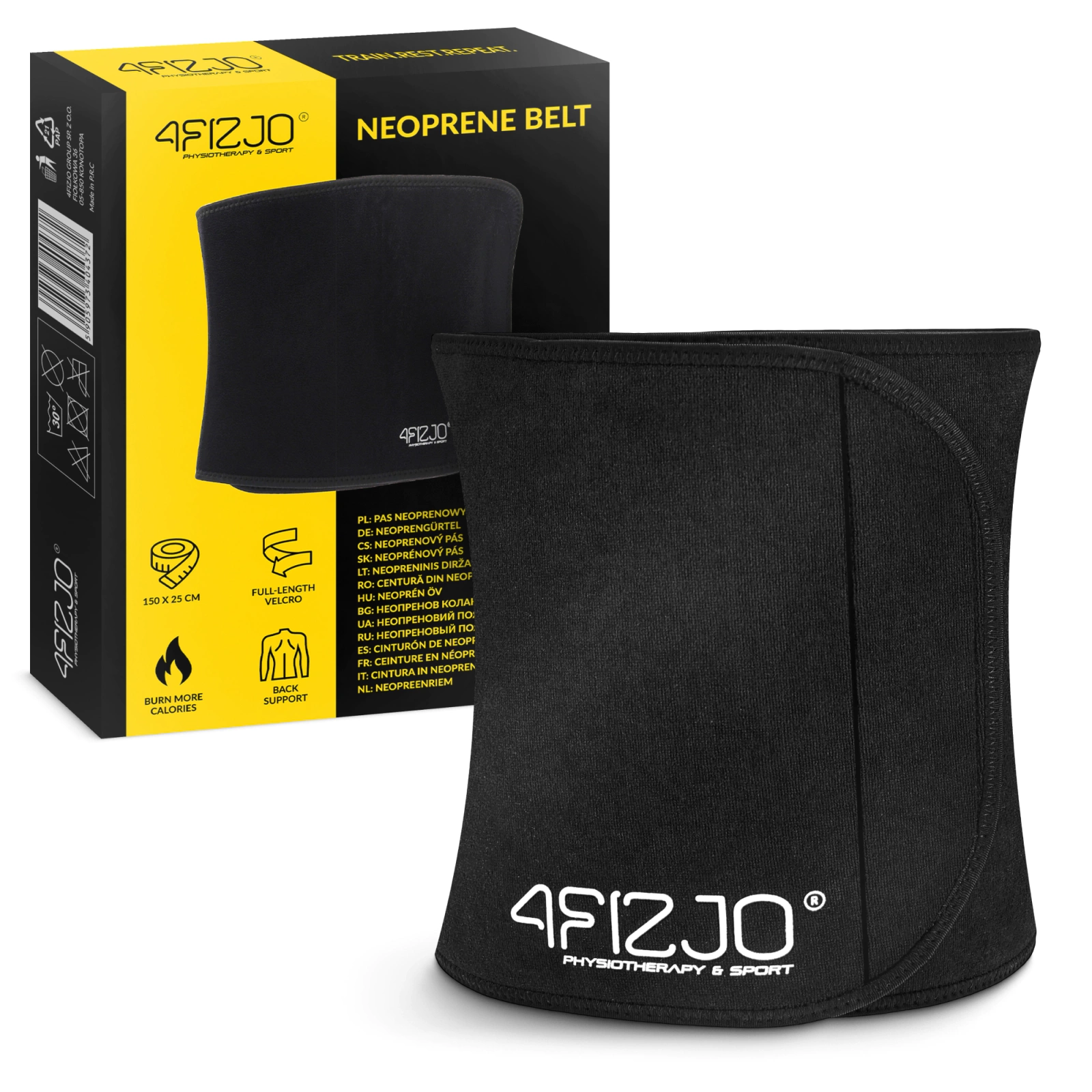 Неопреновый пояс для похудения 4Fizjo L/XL, черный