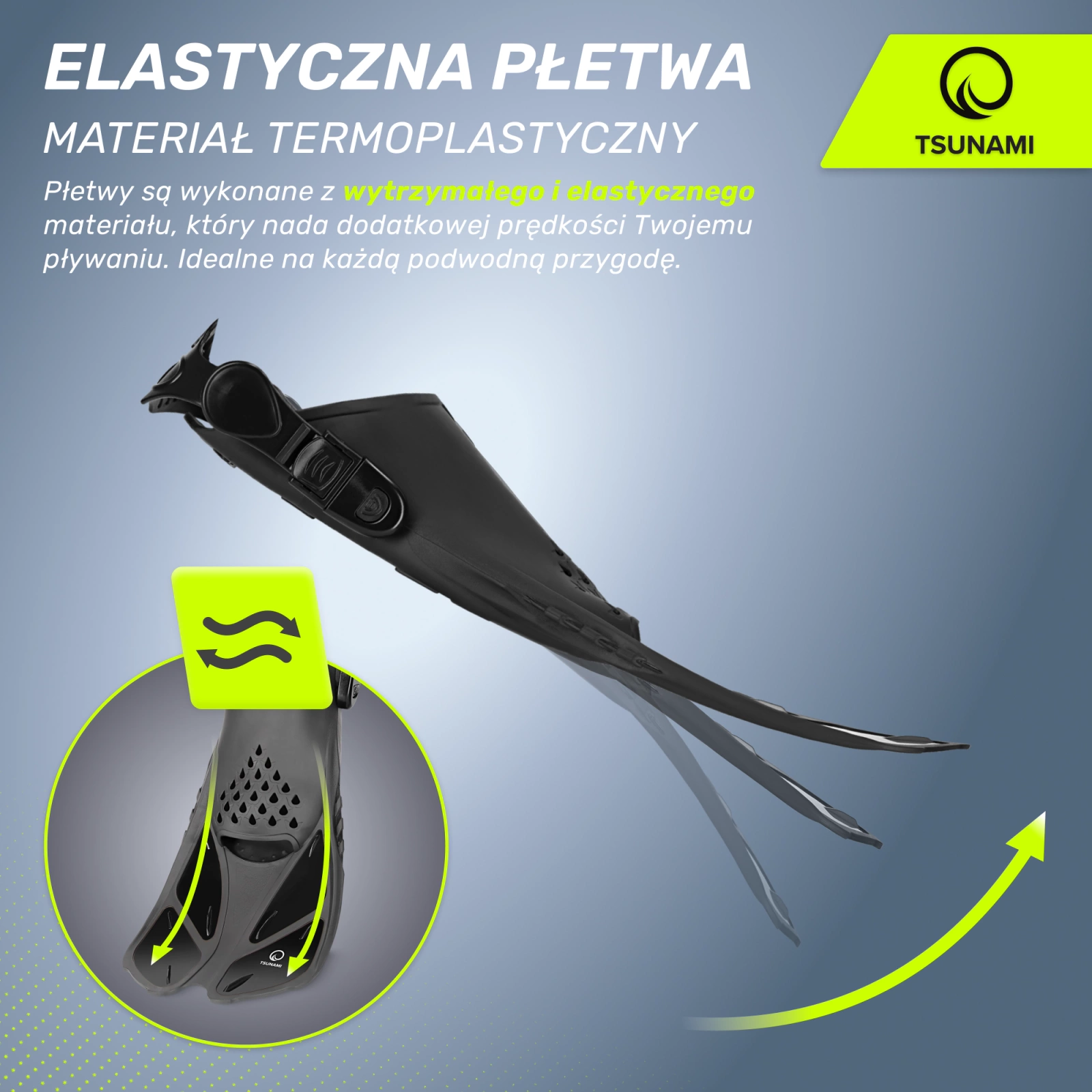 4Fizjo TSUNAMI L/XL (42-47) Adjustable Swimming Fins, Grey