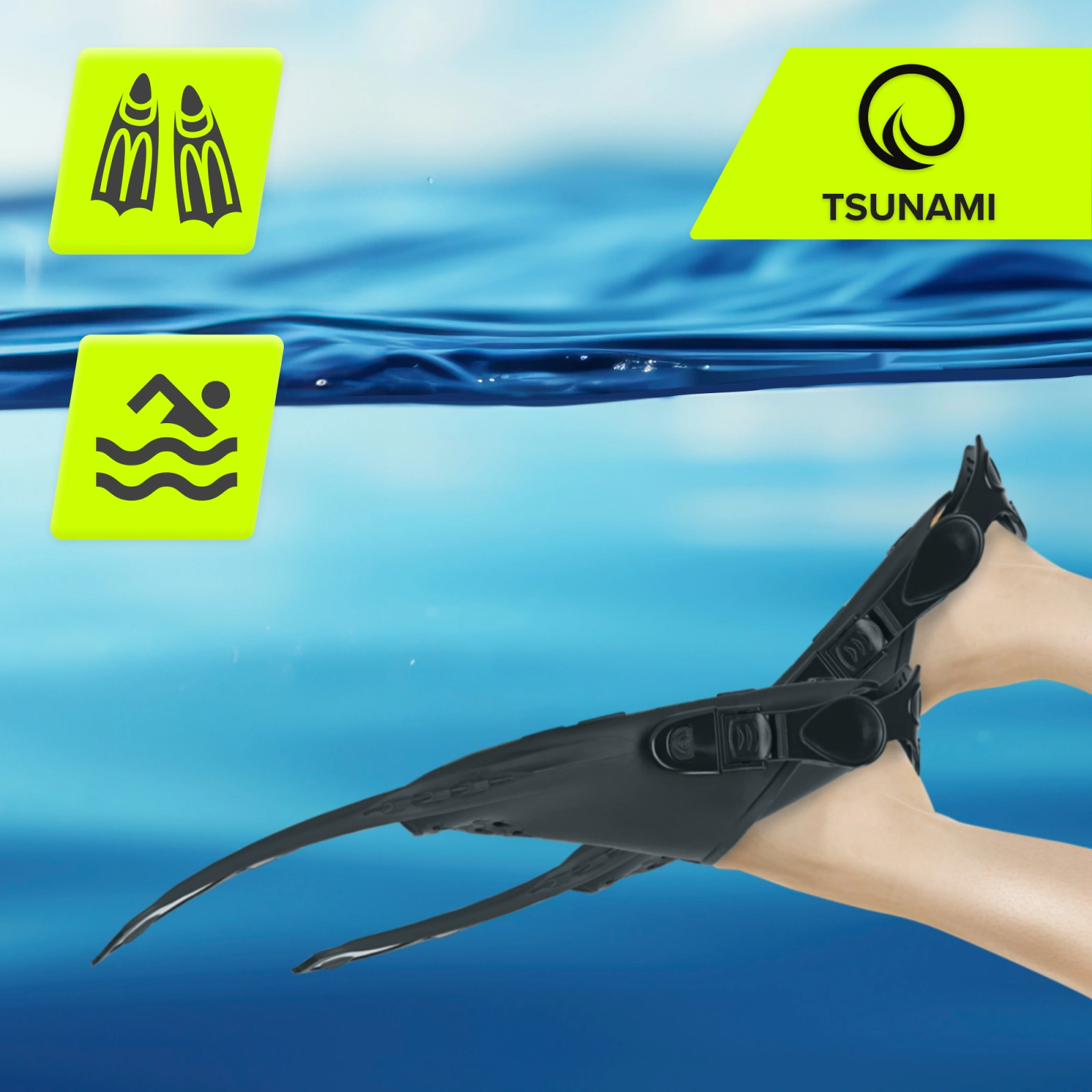4Fizjo TSUNAMI Adjustable Swimming Fins S/M (36-41), Grey