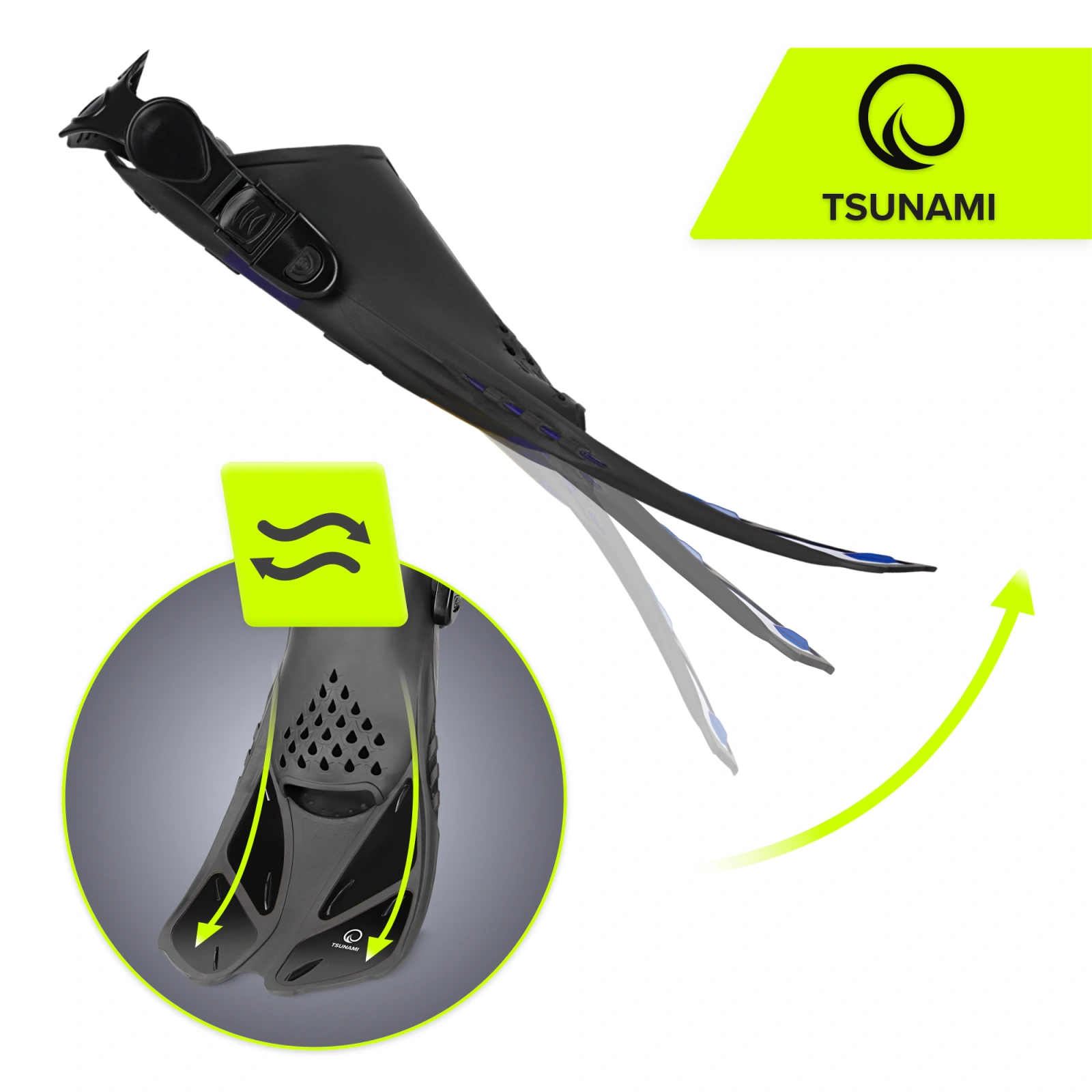 4Fizjo TSUNAMI Adjustable Swimming Fins S/M (36-41), Grey