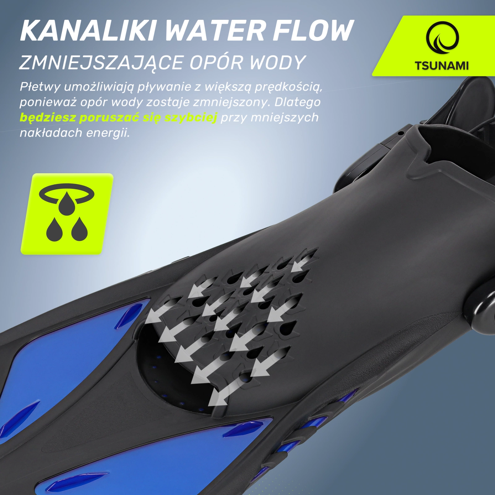 4Fizjo TSUNAMI L/XL (42-47) Adjustable Swimming Fins, Navy Blue
