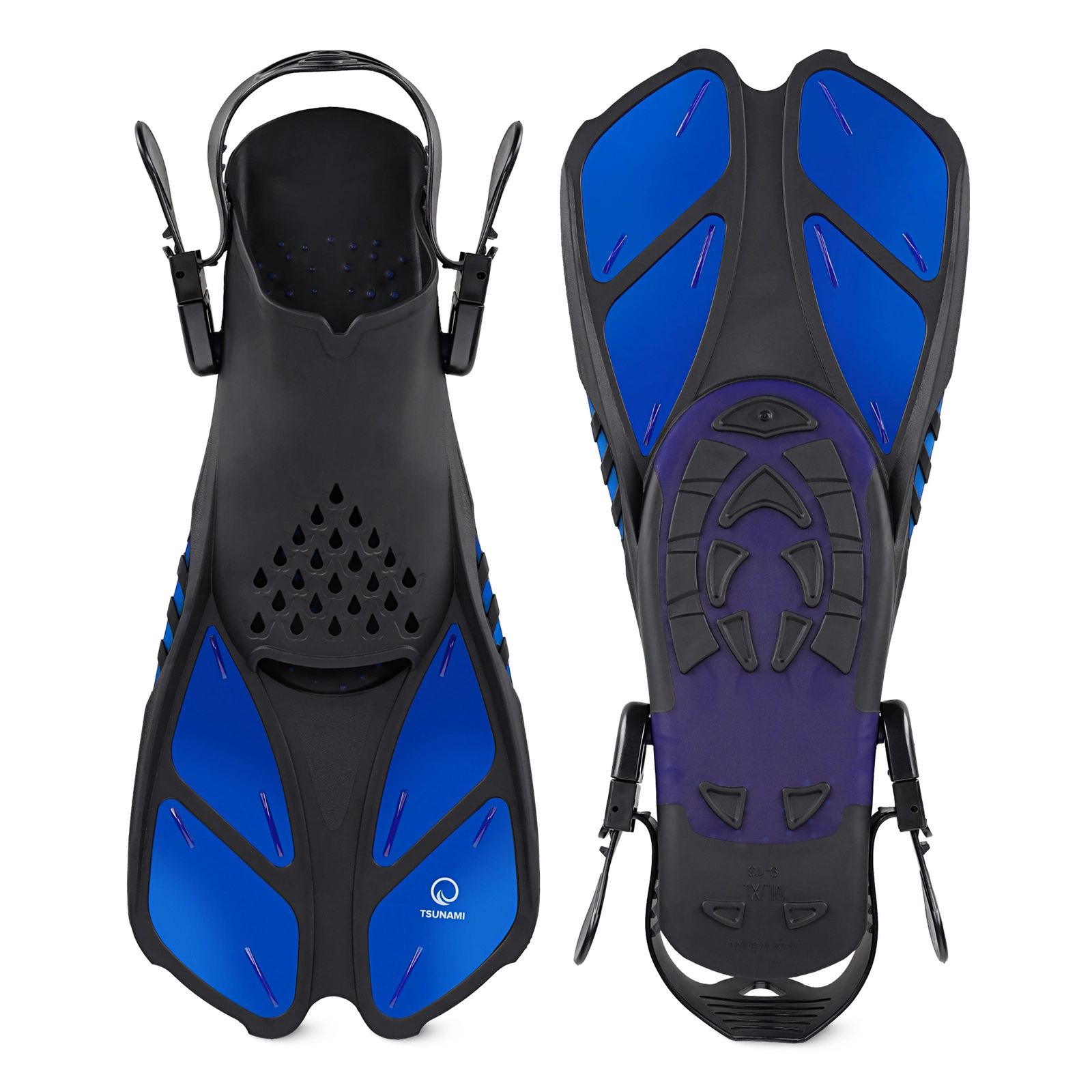 4Fizjo TSUNAMI L/XL (42-47) Adjustable Swimming Fins, Navy Blue