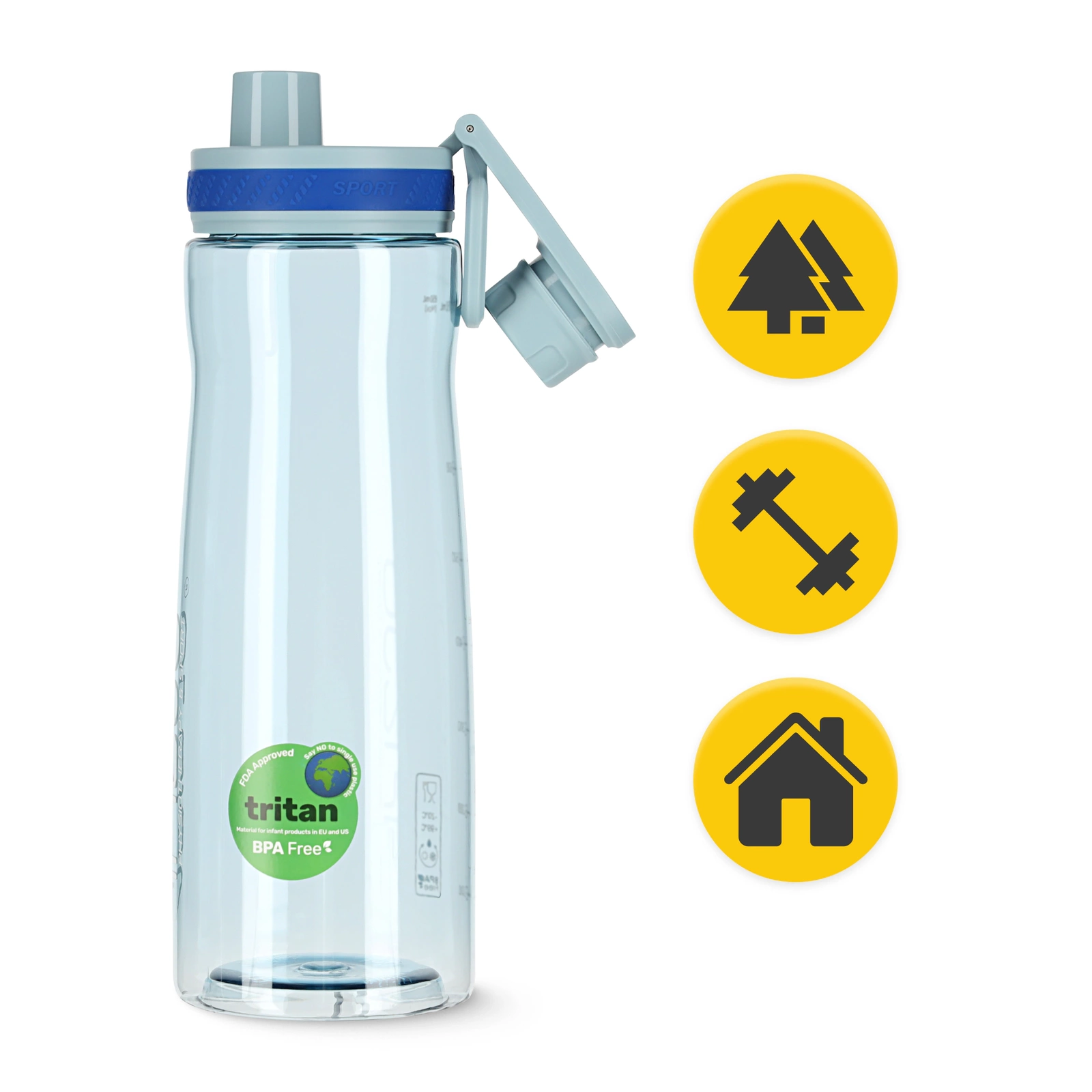 4Fizjo Tritan Sports Water Bottle 850 ml, Blue