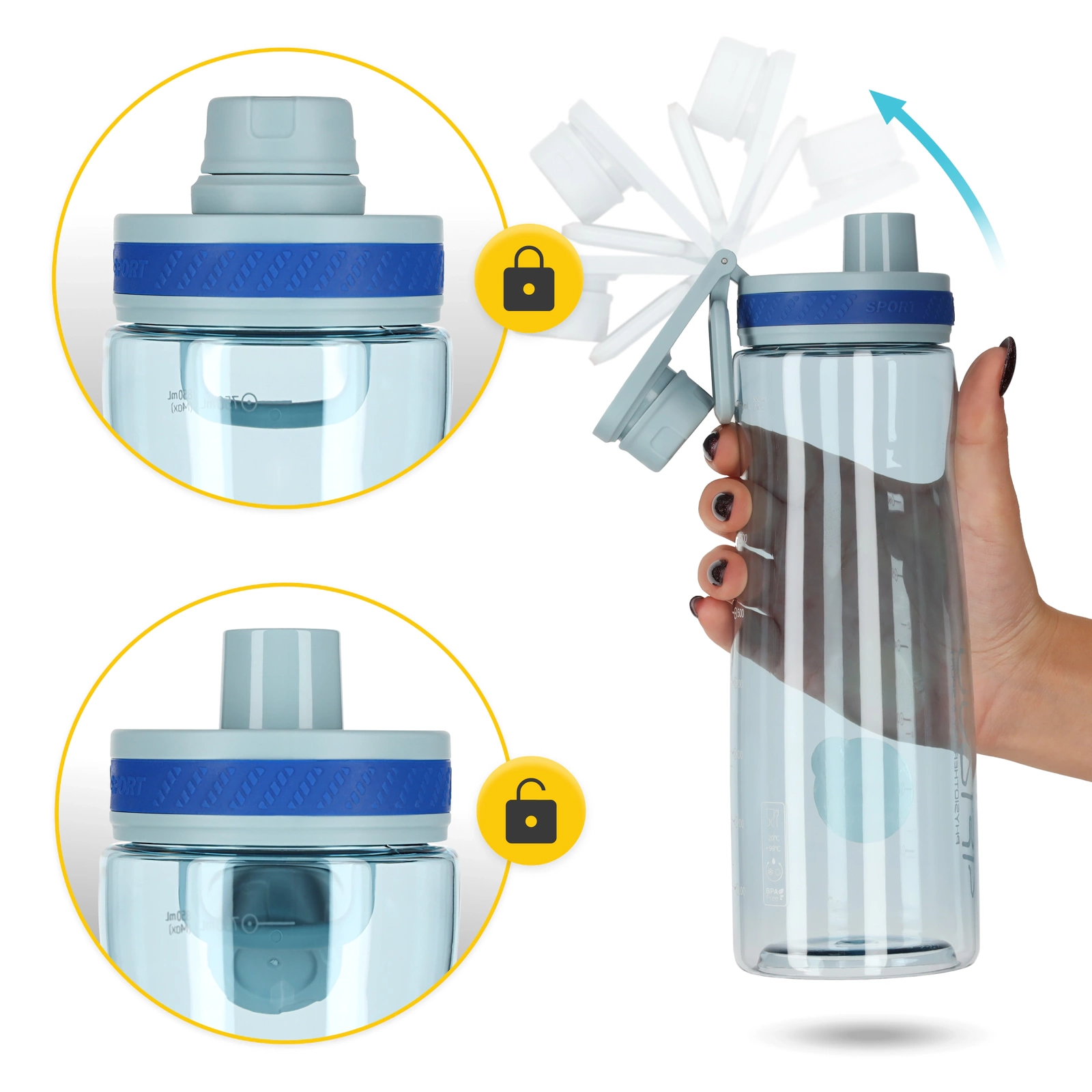 4Fizjo Tritan Sports Water Bottle 850 ml, Blue
