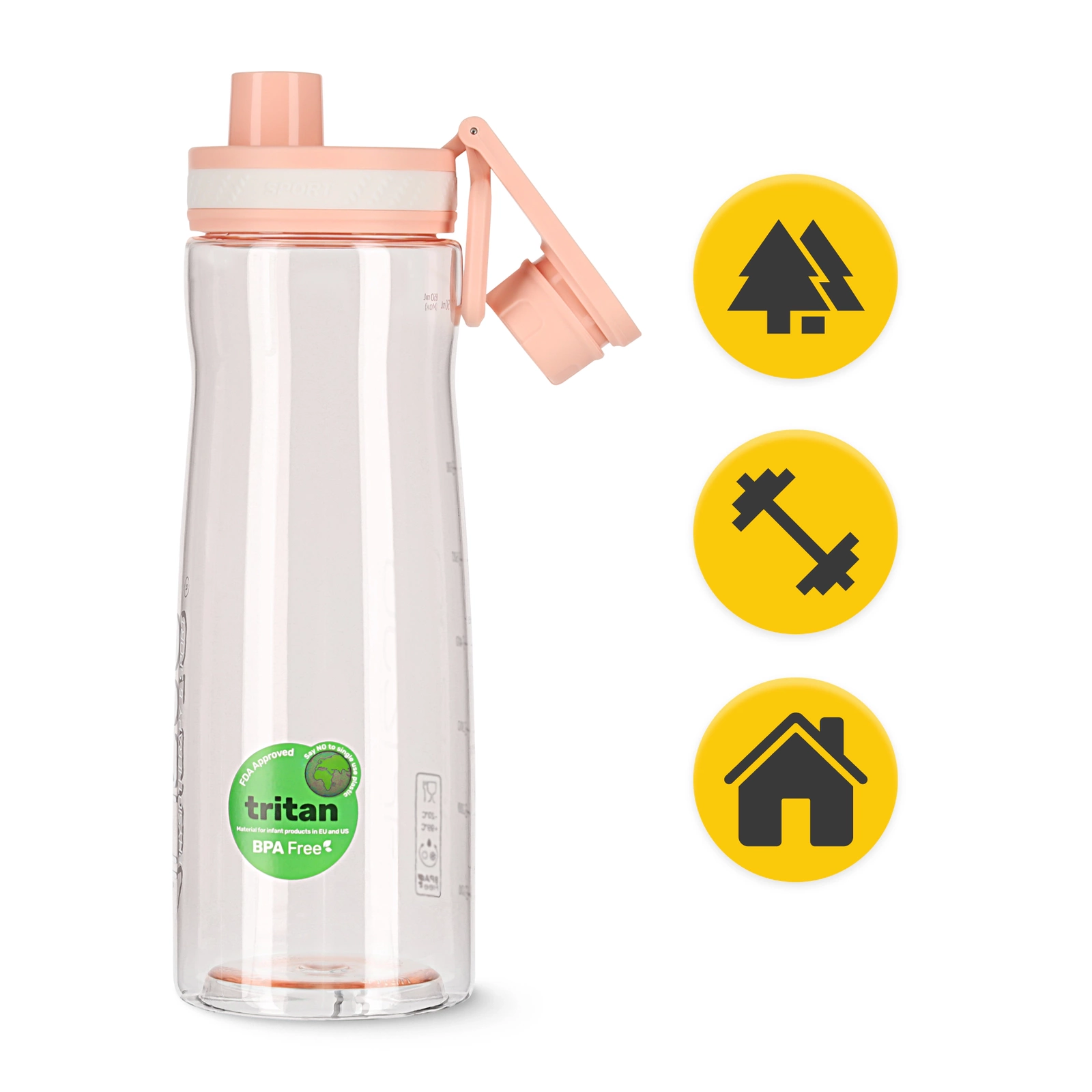 4Fizjo Tritan Sports Water Bottle 850 ml, Pink