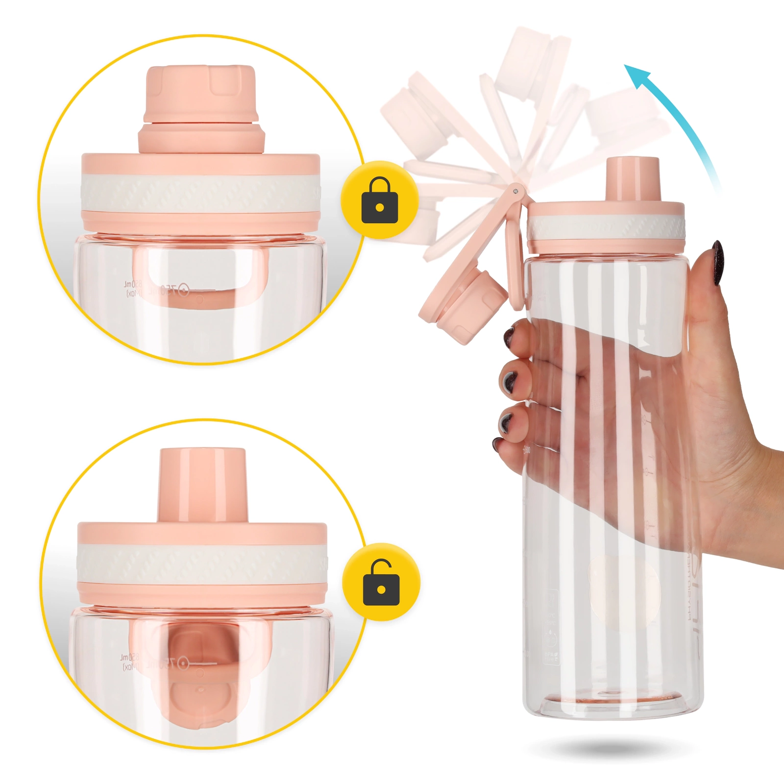 4Fizjo Tritan Sports Water Bottle 850 ml, Pink