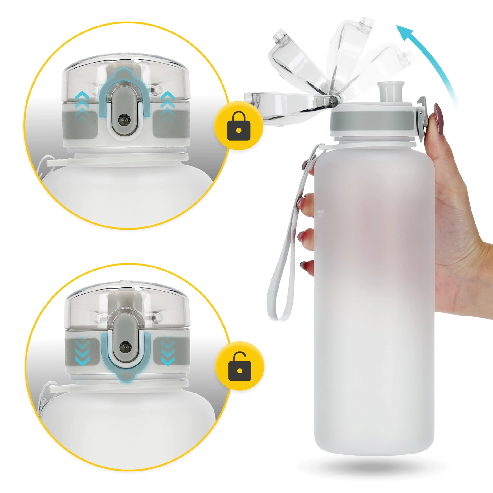 4Fizjo Tritan Sports Water Bottle 1000 ml, Grey