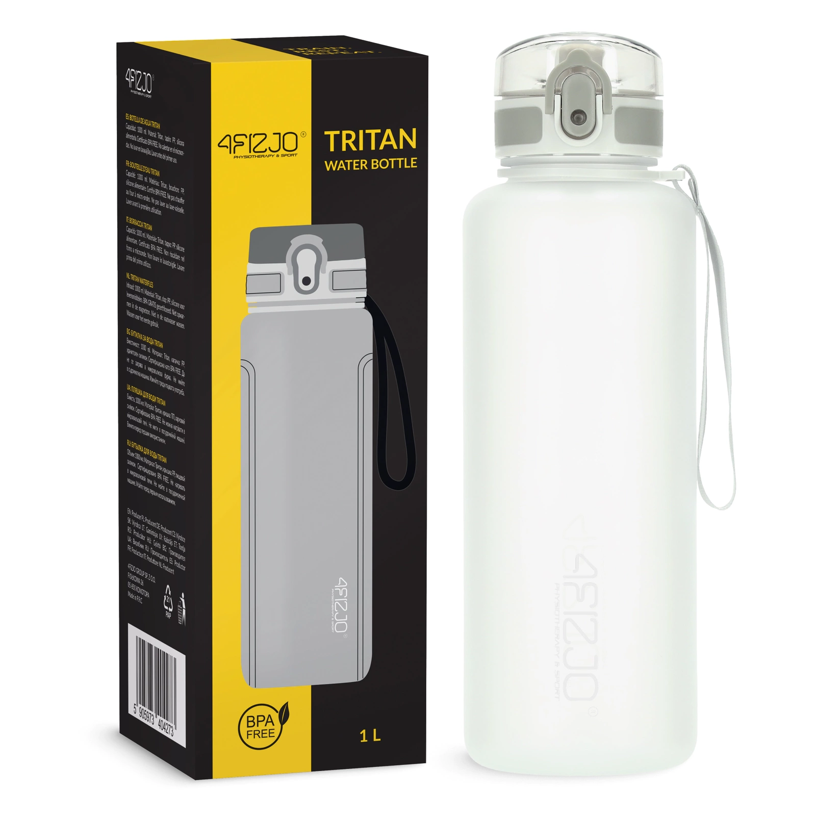 4Fizjo Tritan Sports Water Bottle 1000 ml, Grey