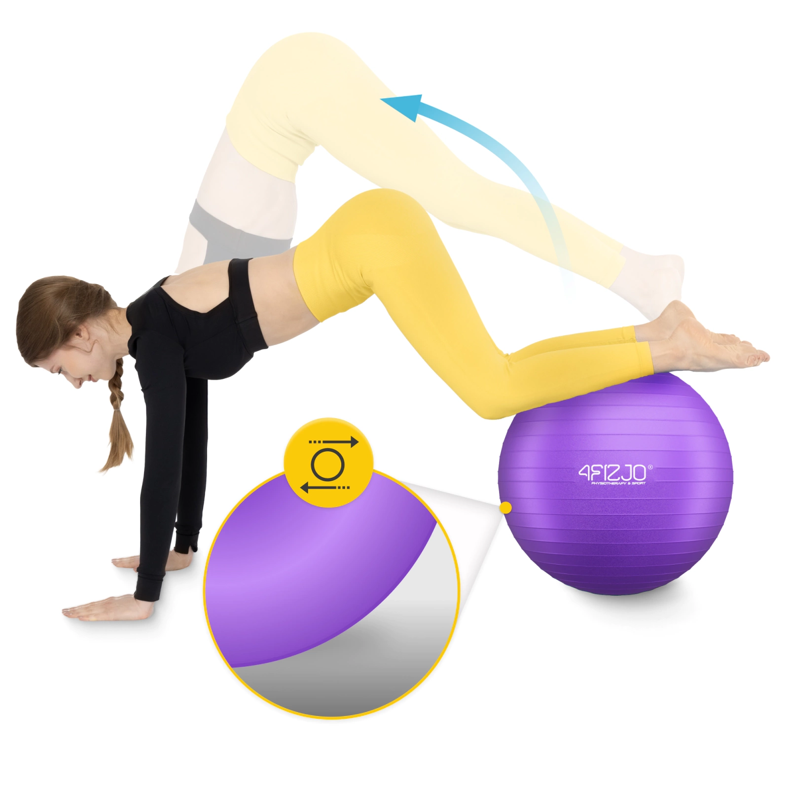 4Fizjo Reh Ball 55 cm Exercise Ball, Purple