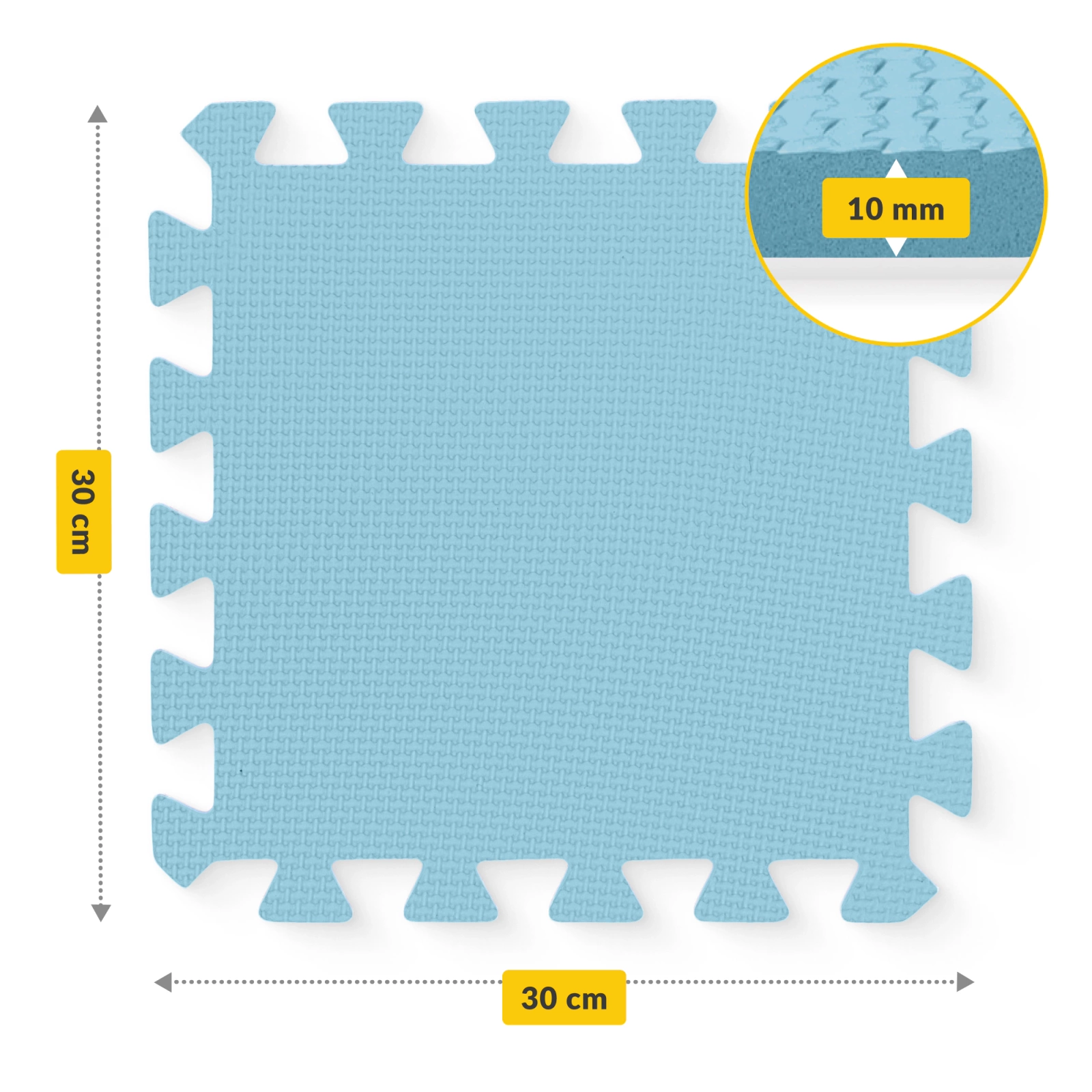 4Fizjo Foam Puzzle Play Mat for Kids, 90x90 cm, Light Blue