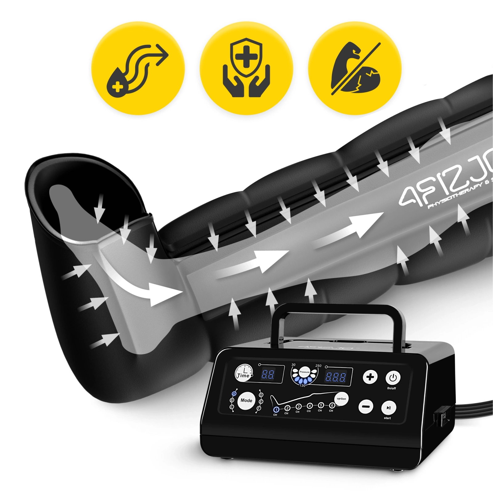 4Fizjo Standard MED C6 Lymphatic Drainage Machine with Leg Cuffs, L/XL
