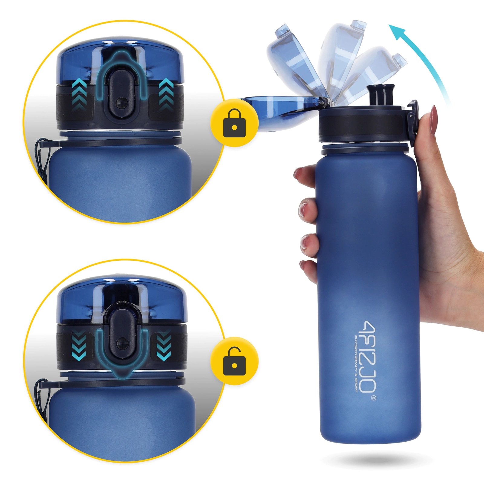 4Fizjo Sports Water Bottle, Tritan, 650 ml, Blue