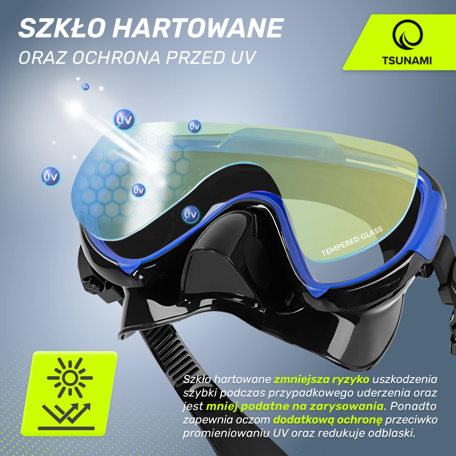 4Fizjo Tsunami Diving and Snorkeling Mask with Snorkel, Blue