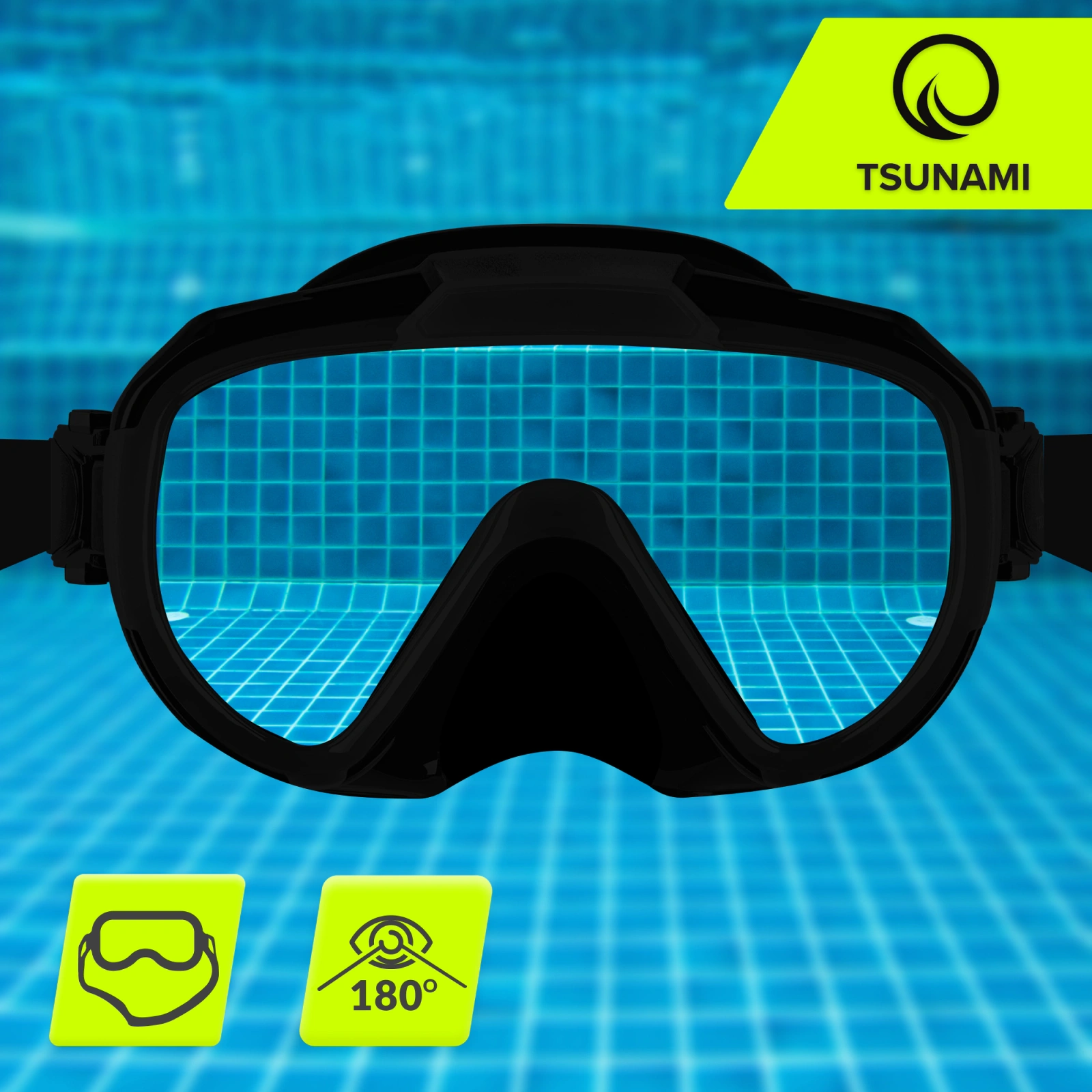 4Fizjo TSUNAMI Diving and Snorkeling Mask, Black