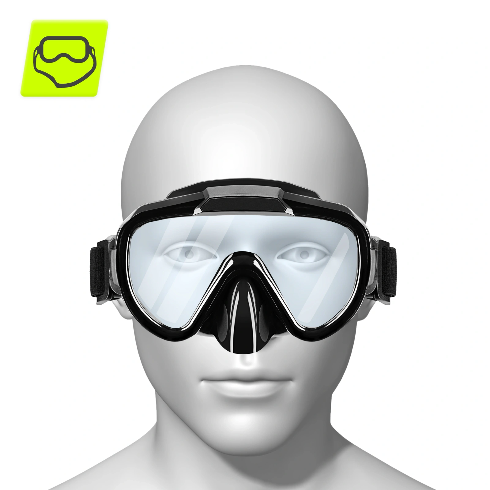 4Fizjo TSUNAMI Diving and Snorkeling Mask, Black