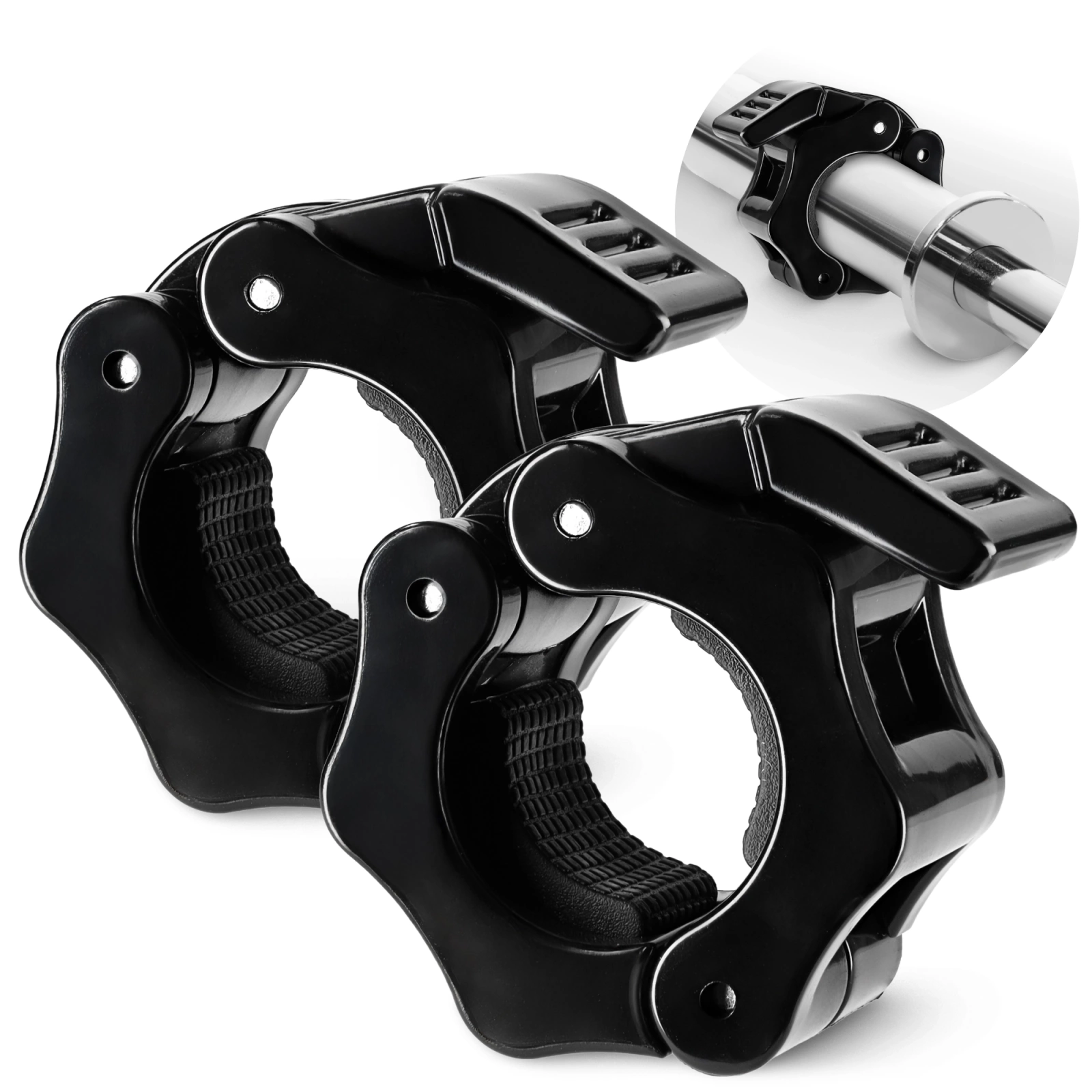 4FIZJO Quick Release Barbell Collars 25mm for Strength Training, Pair, Black