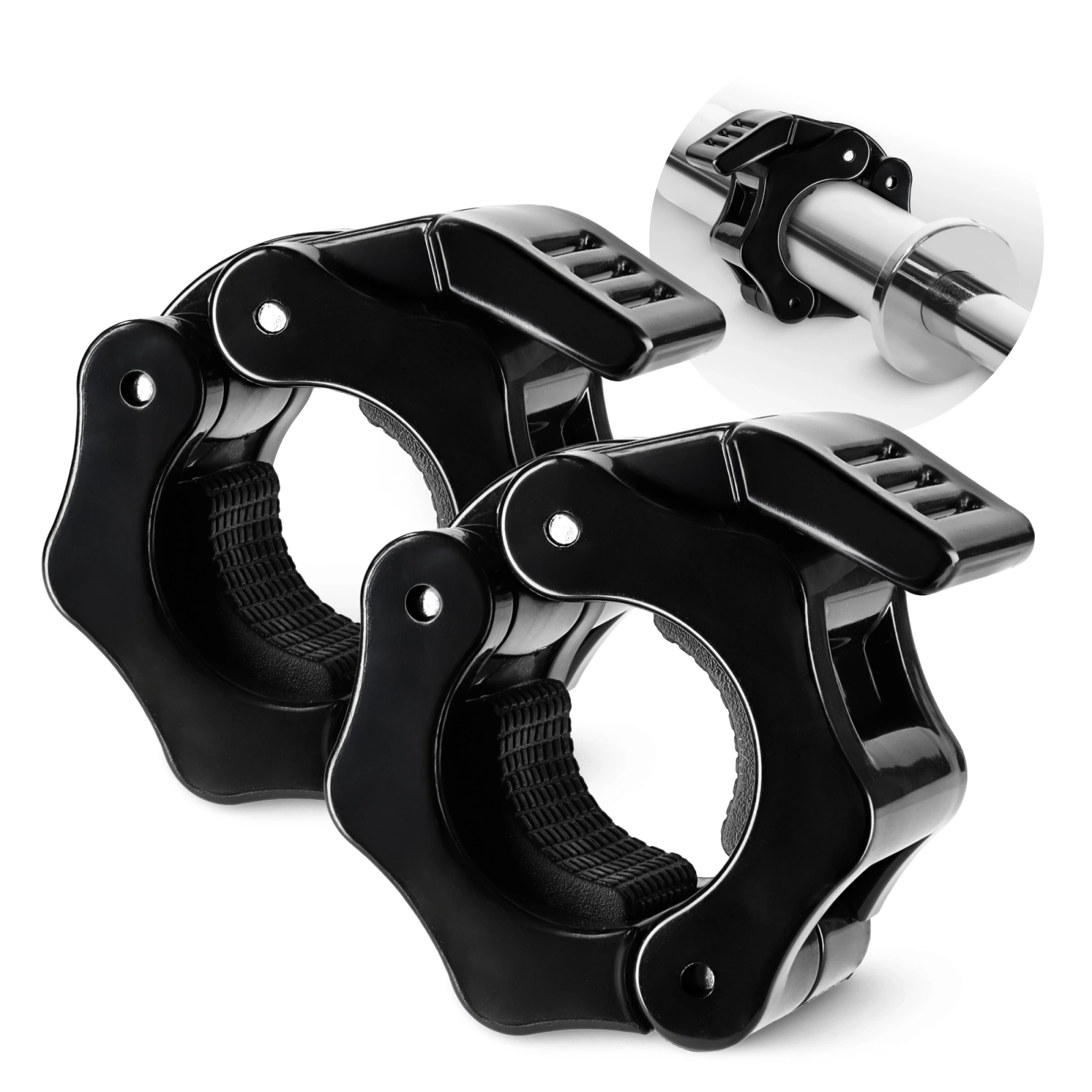 4FIZJO Quick Release Barbell Collars 25mm for Strength Training, Pair, Black