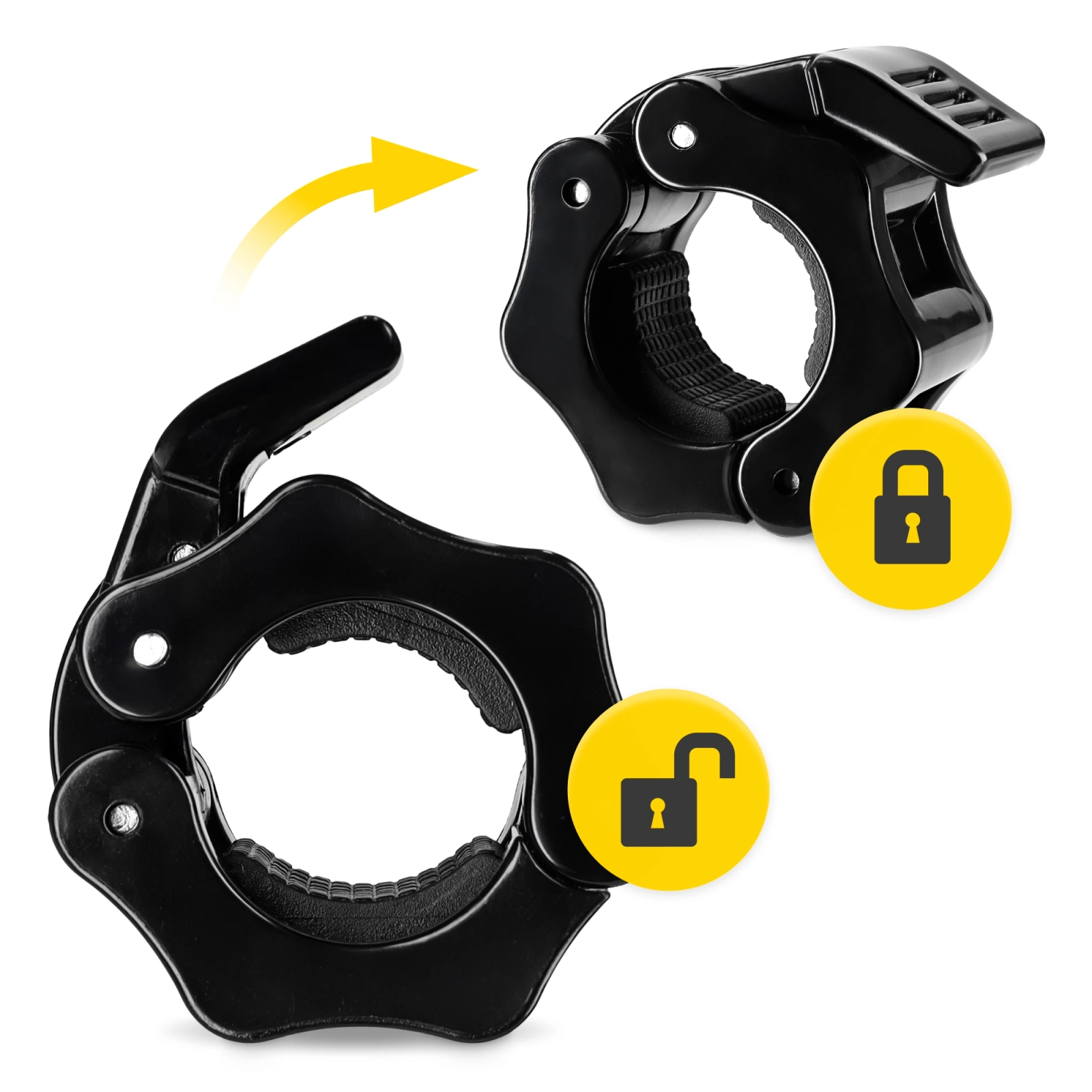 4FIZJO Quick Release Barbell Collars 25mm for Strength Training, Pair, Black