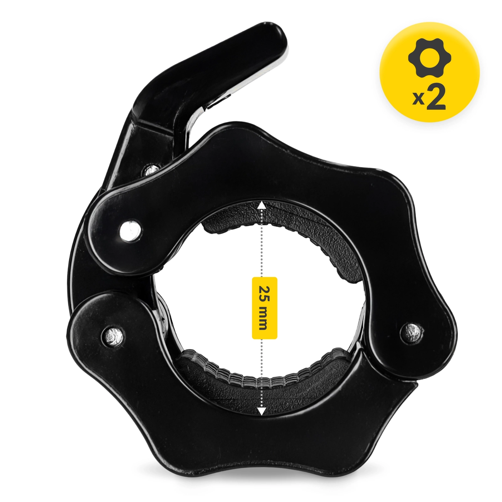 4FIZJO Quick Release Barbell Collars 25mm for Strength Training, Pair, Black