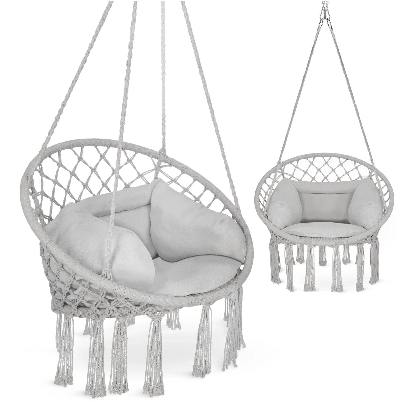 4Fizjo BOHO Garden Swing with Cushion, Grey