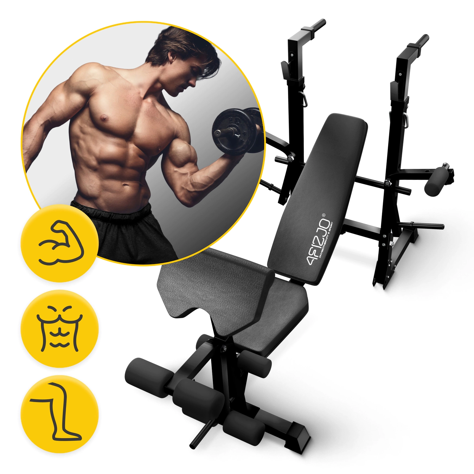 4Fizjo 1501 ULTRA Training Bench with Rack, Black