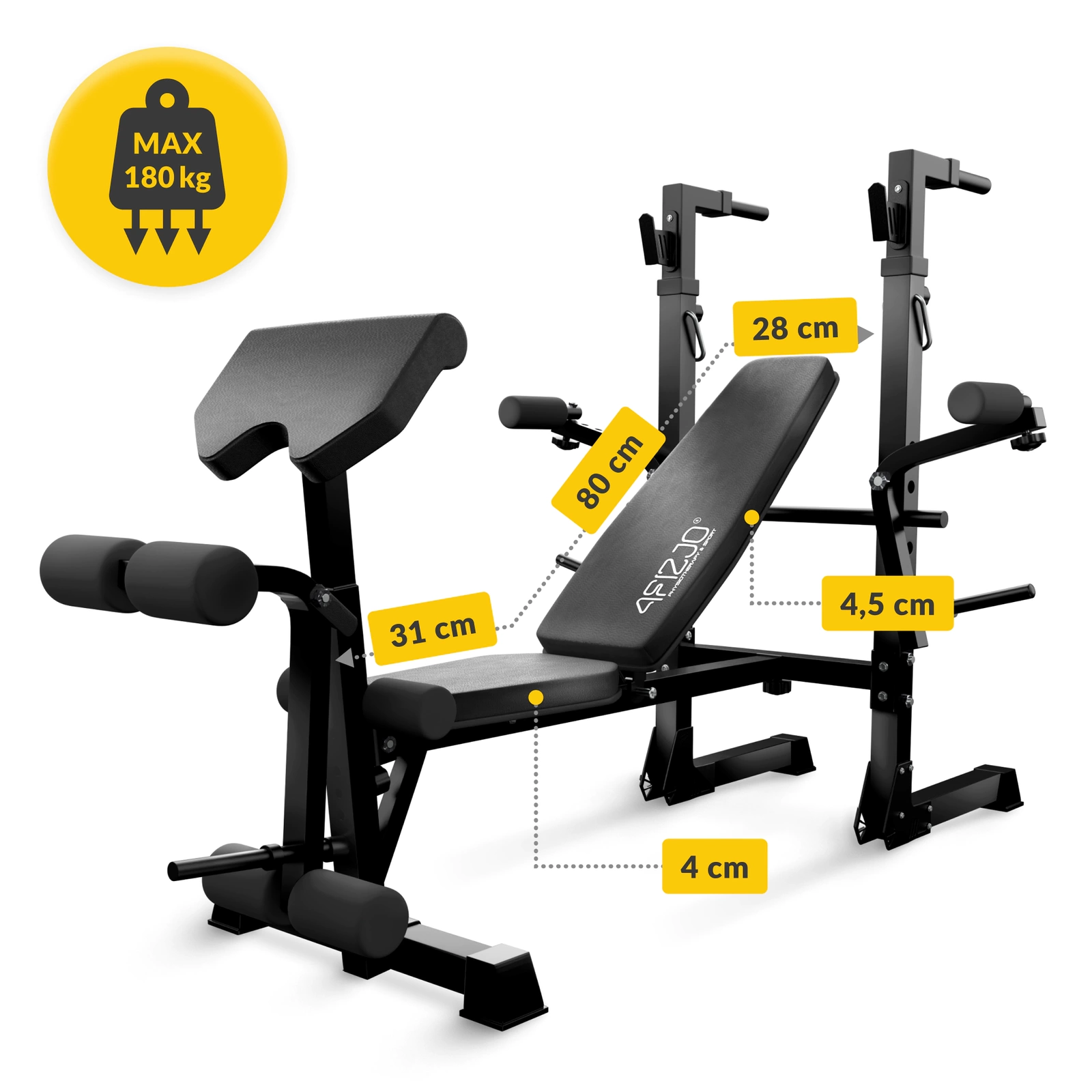 4Fizjo 1501 ULTRA Training Bench with Rack, Black