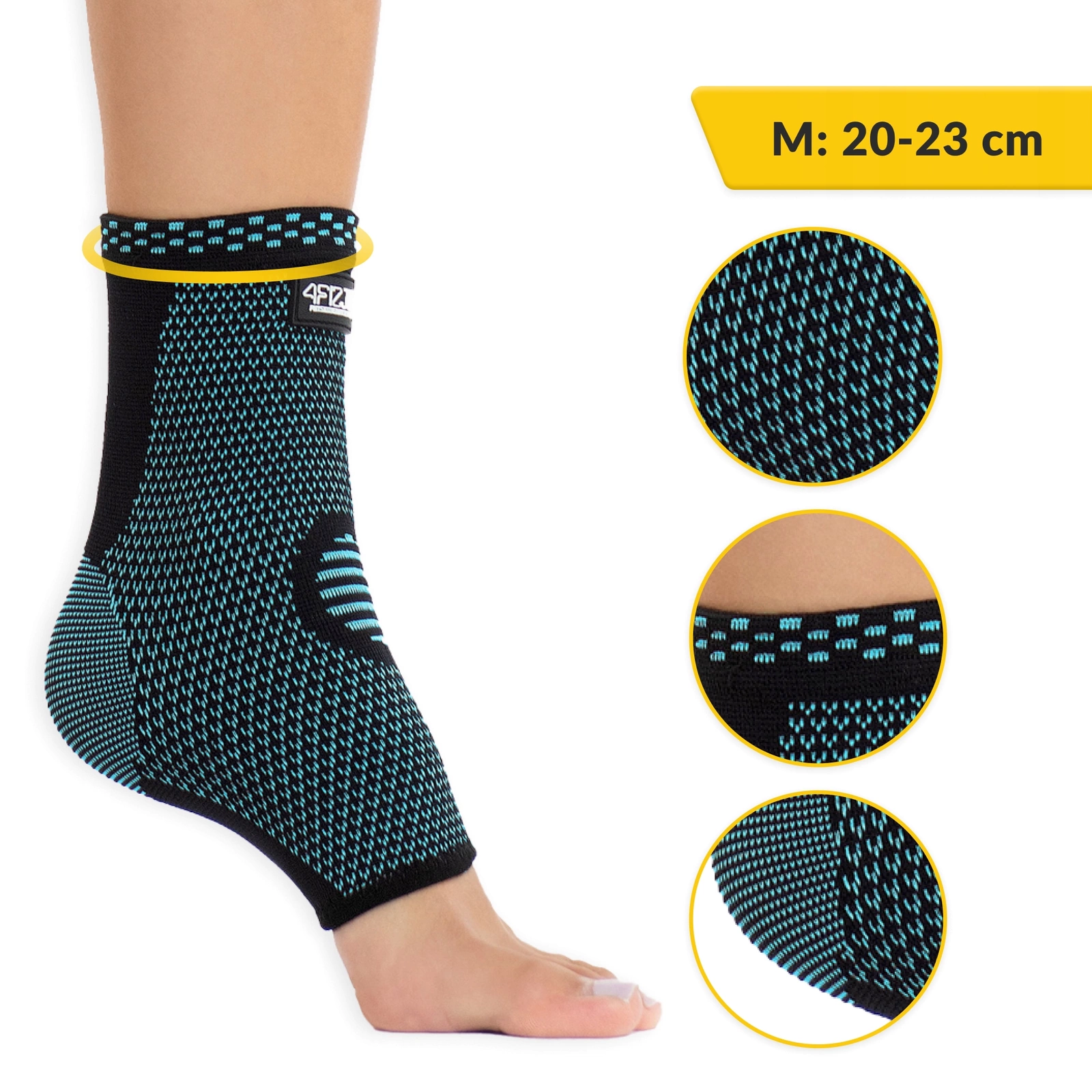 4Fizjo Elastic Ankle Brace, Size M, Blue